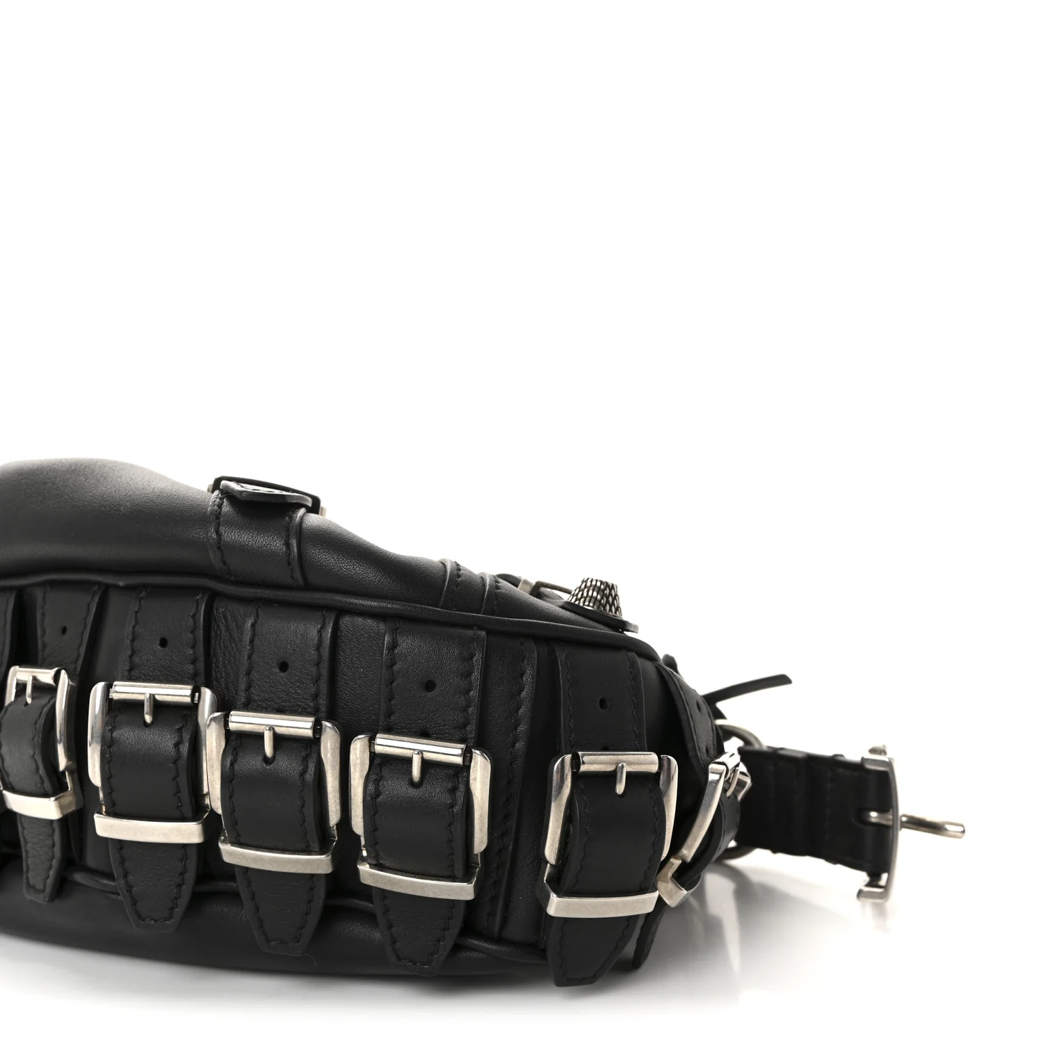Calfskin Le Cagole With Buckles Shoulder Bag XS Black - Image 9