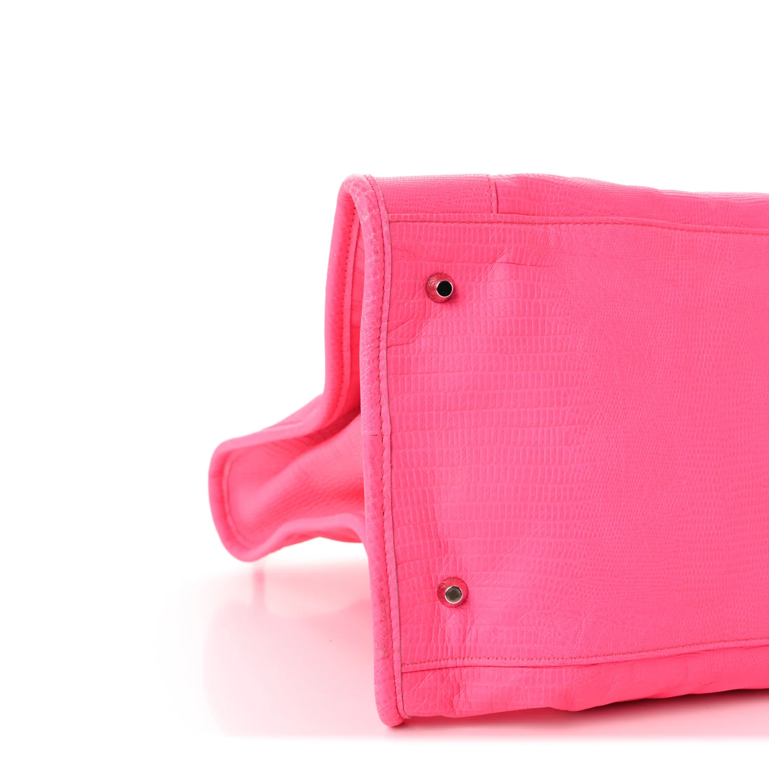 Calfskin Lizard Embossed Silver Hardware Work Rose Fluo - Image 10