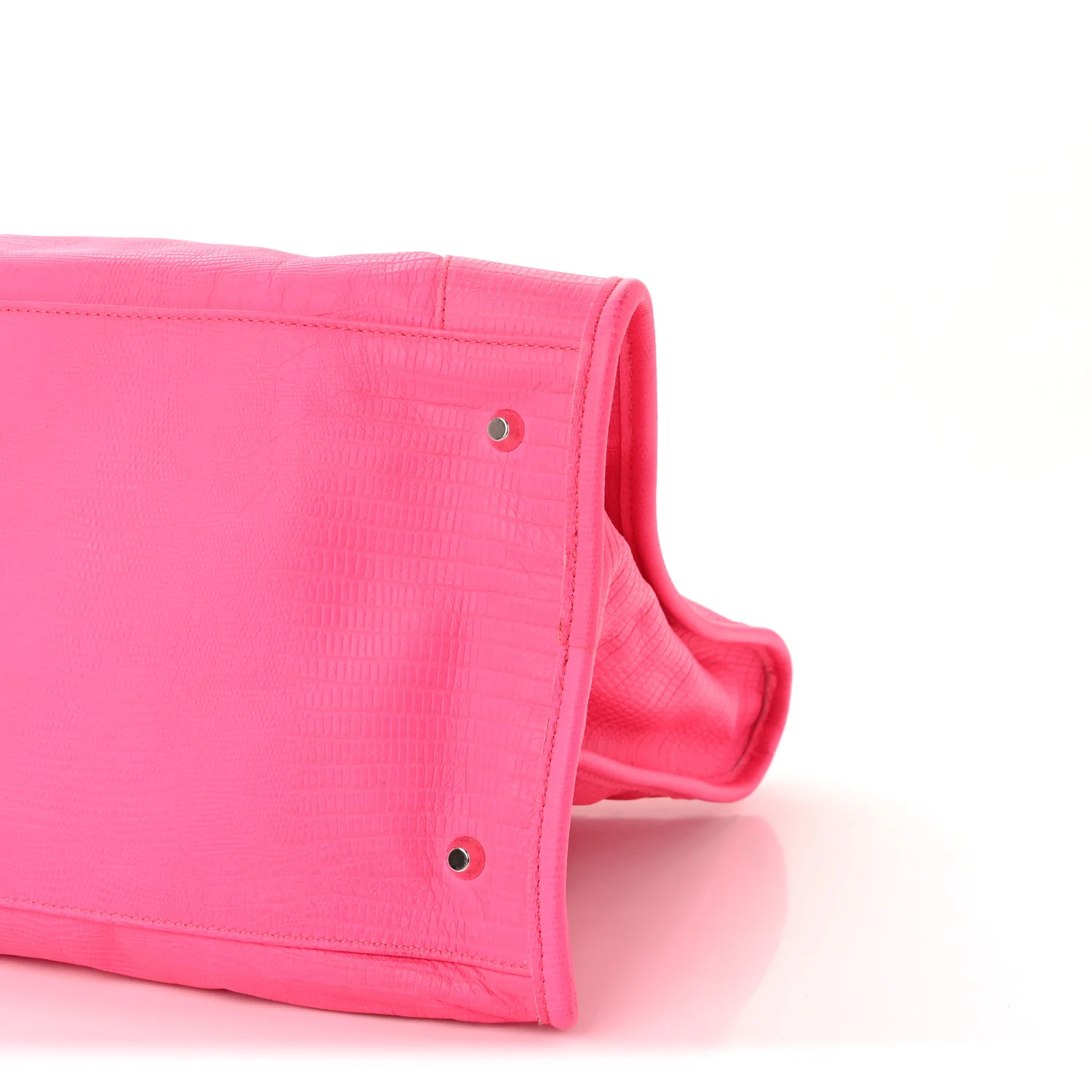 Calfskin Lizard Embossed Silver Hardware Work Rose Fluo - Image 11