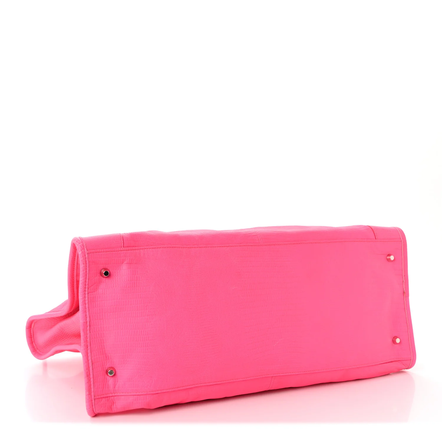 Calfskin Lizard Embossed Silver Hardware Work Rose Fluo - Image 5