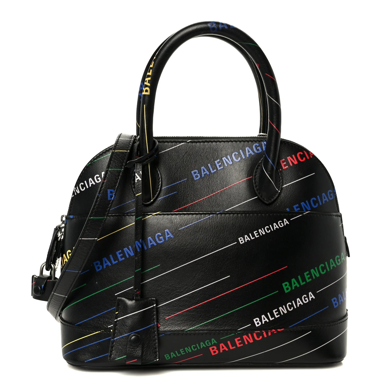 Calfskin Logo Print S Ville Top Handle Bag Black Multicolor