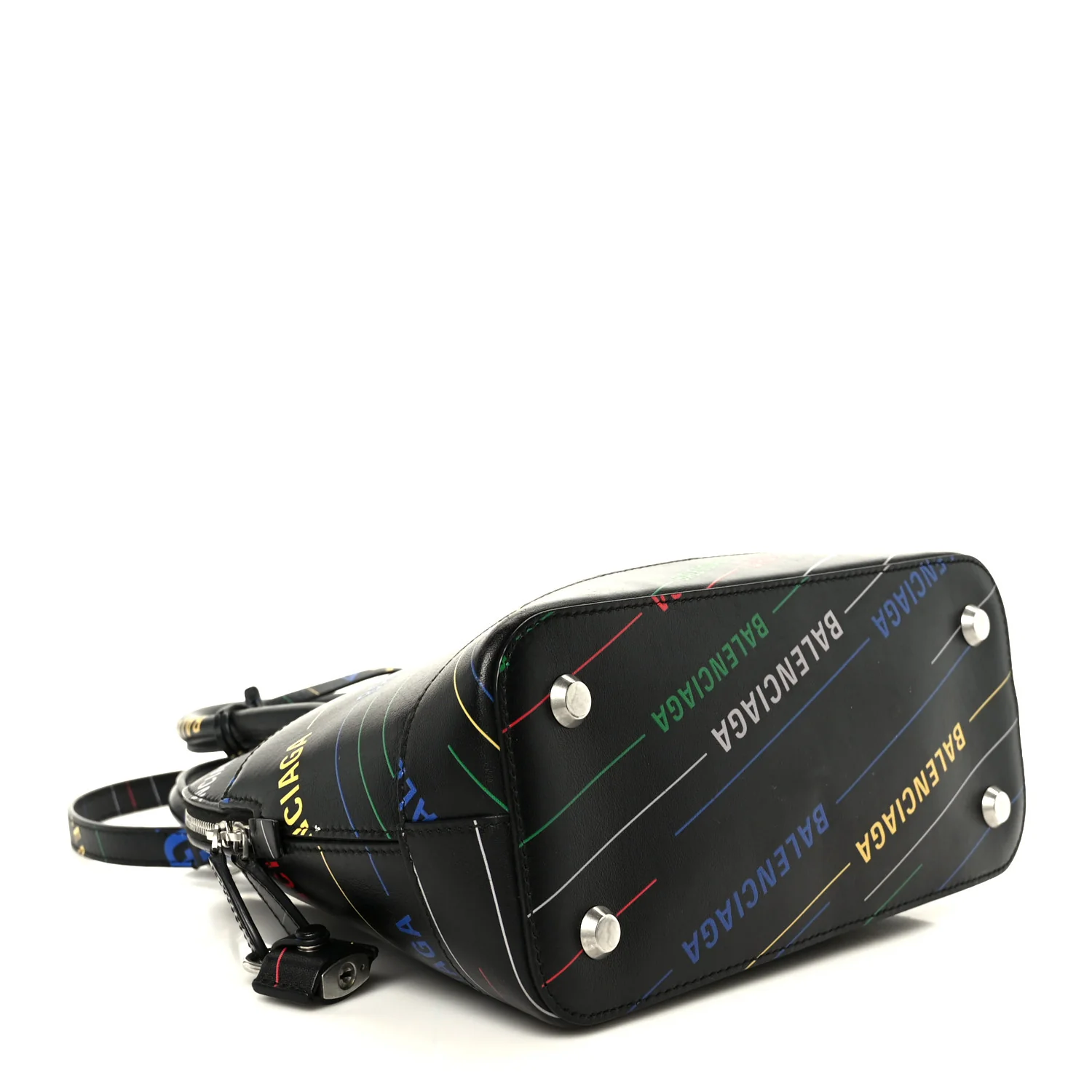 Calfskin Logo Print S Ville Top Handle Bag Black Multicolor - Image 4
