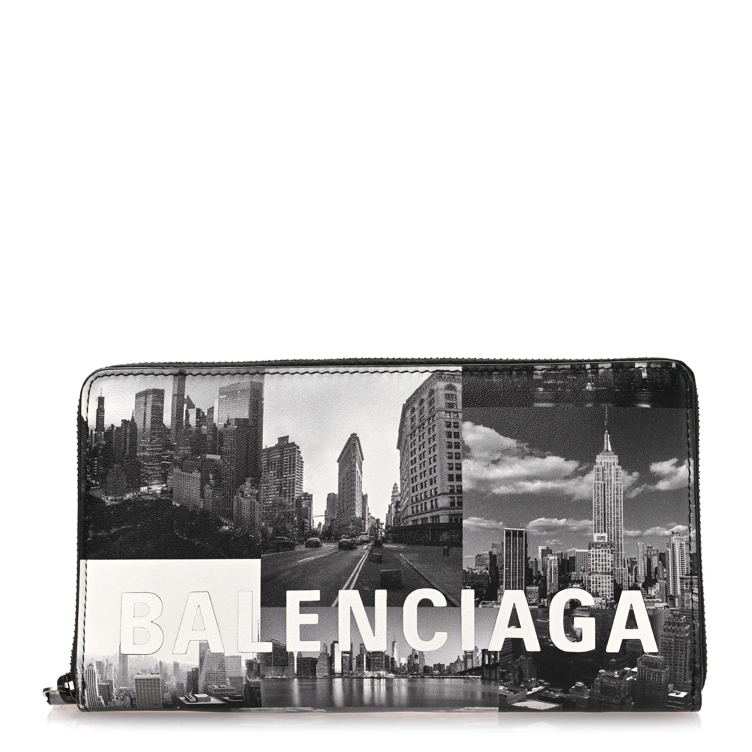 Calfskin New York Skyline Logo Ville Wallet Black