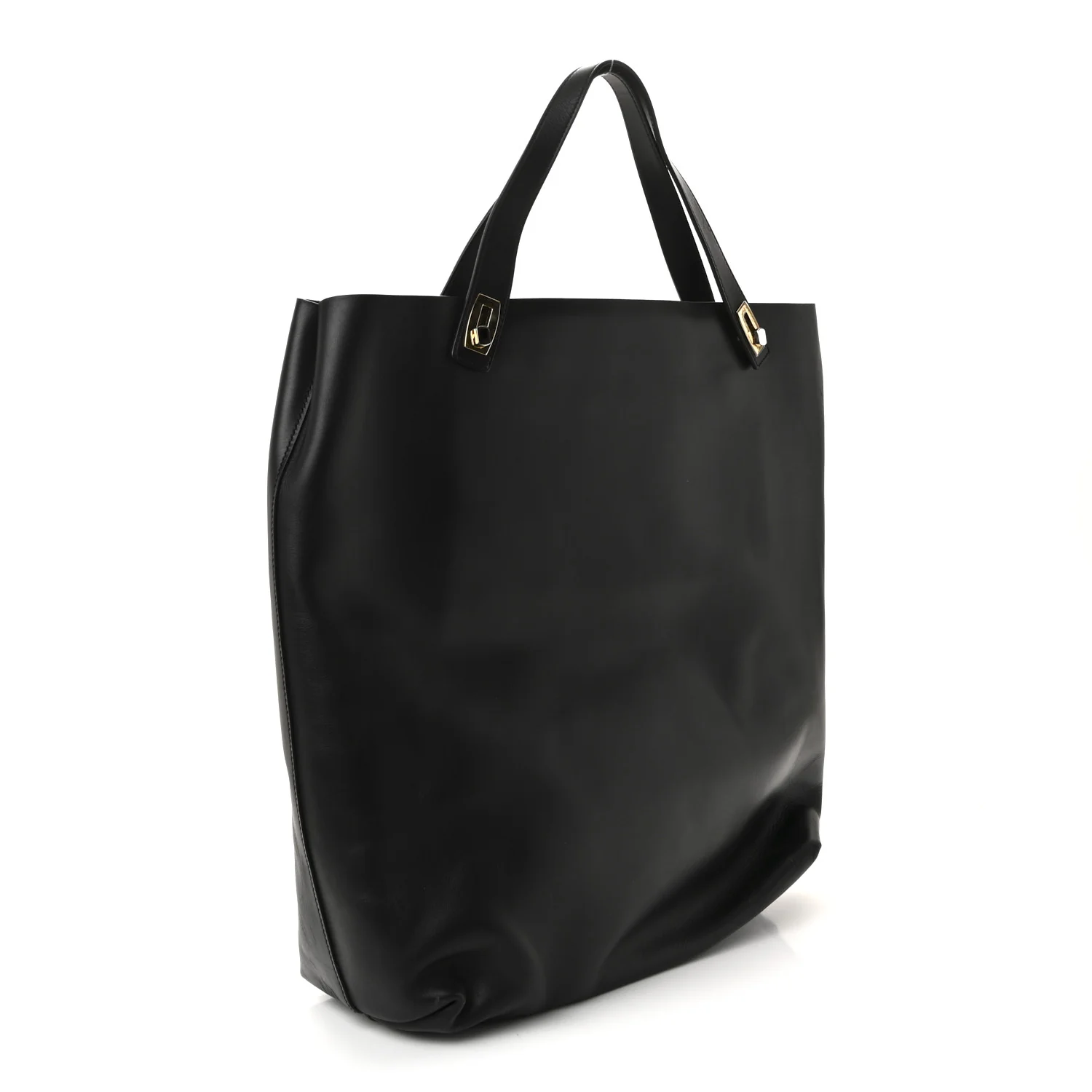 Calfskin Pocket Tote Black - Image 3