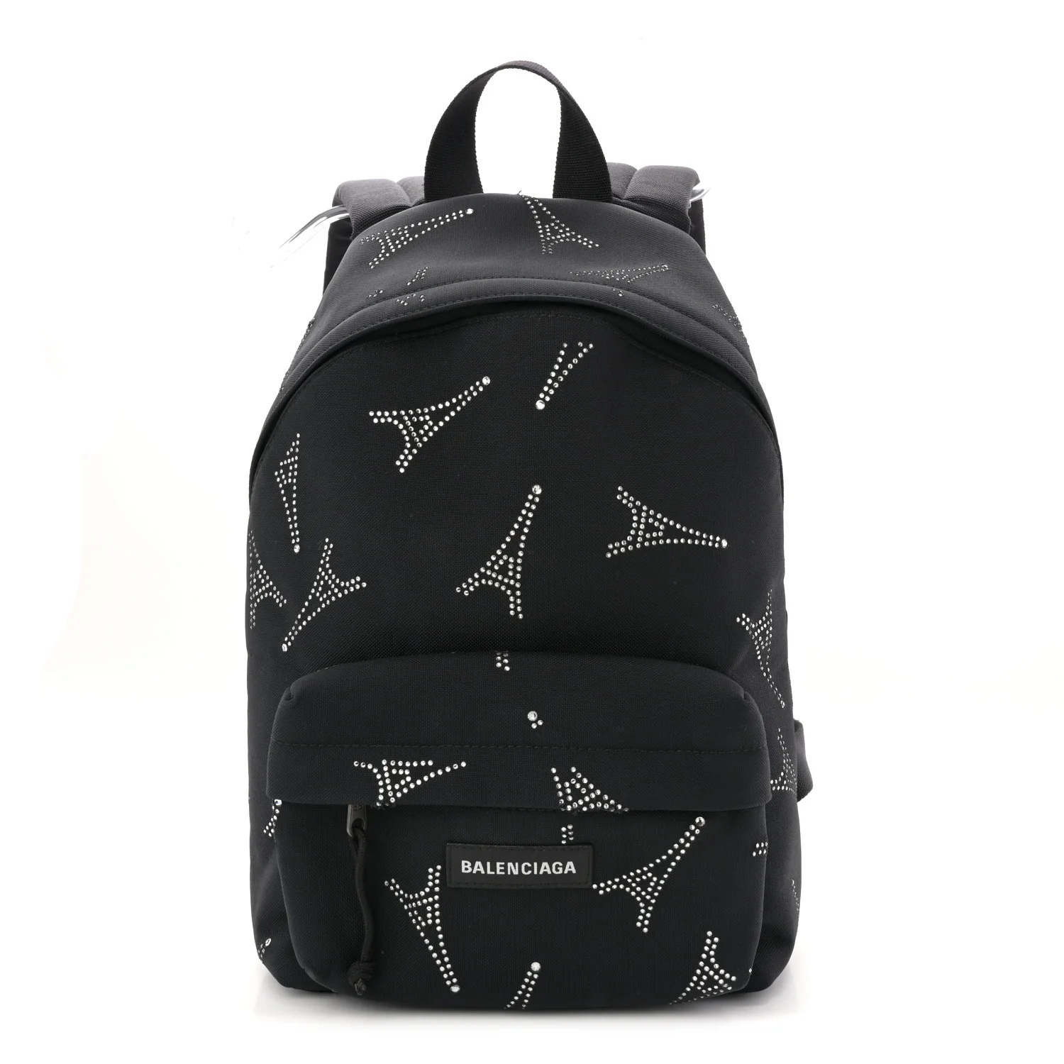 Canvas Crystal Embellished Eiffel Tower Explorer Backpack S Black