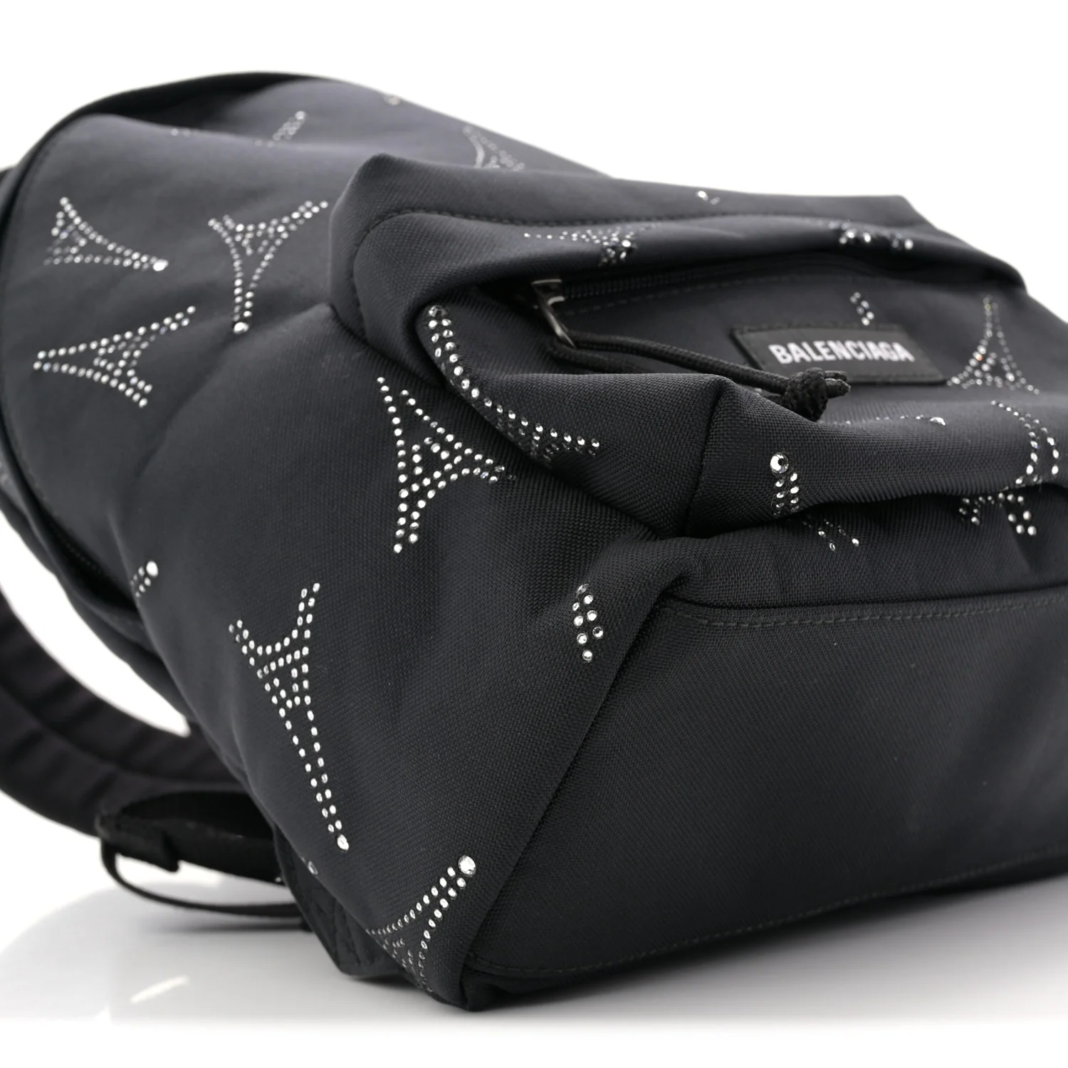 Canvas Crystal Embellished Eiffel Tower Explorer Backpack S Black - Image 8