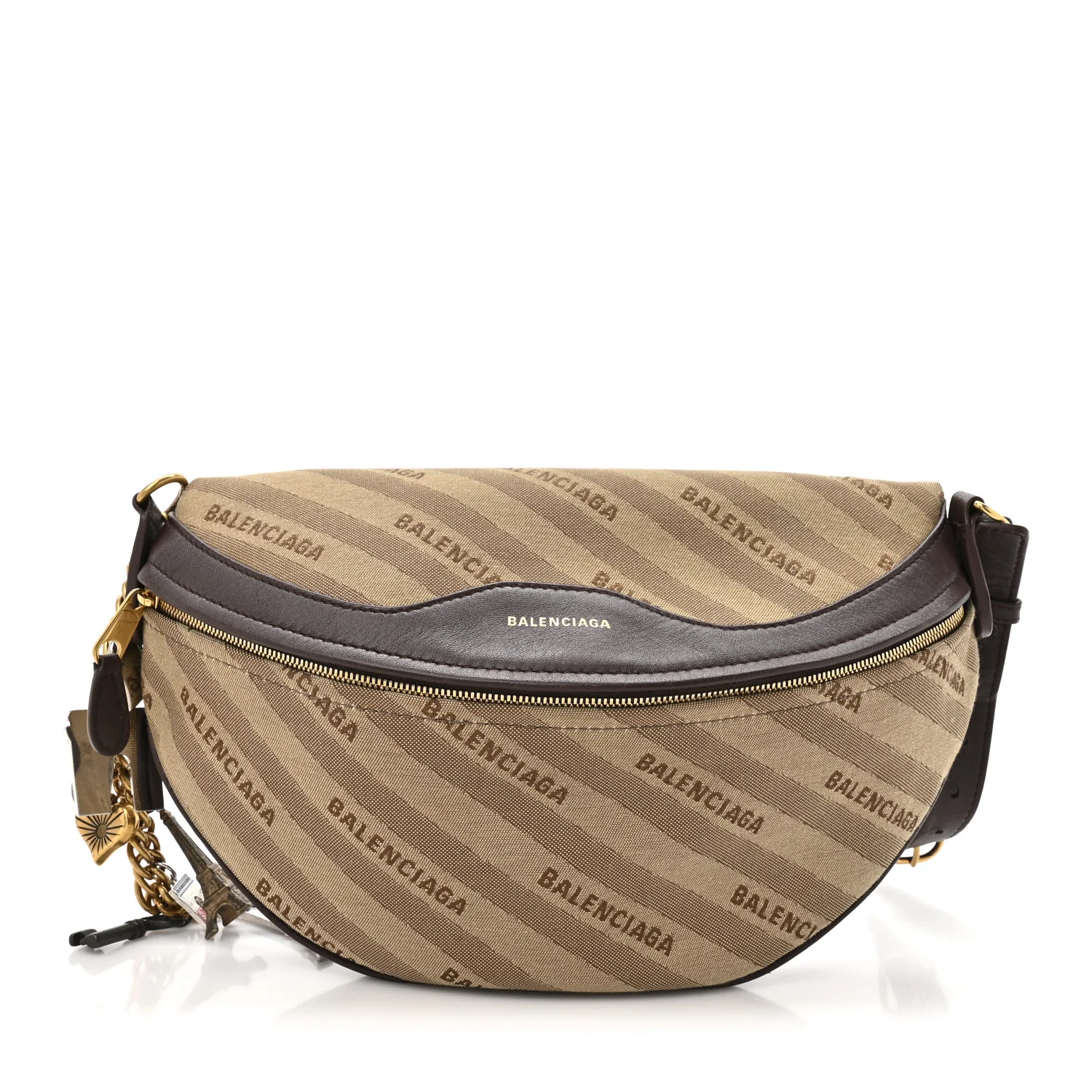 Canvas Jacquard Diagonal Allover Logo XS Souvenir Belt Bag Brown