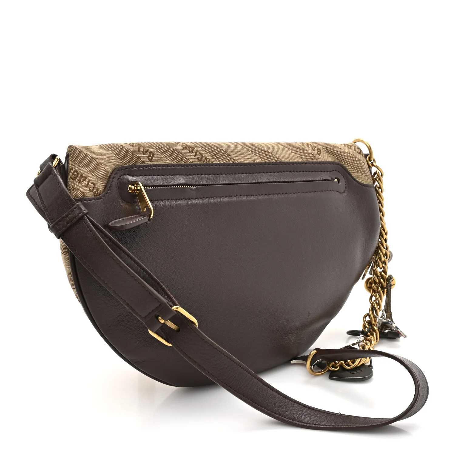 Canvas Jacquard Diagonal Allover Logo XS Souvenir Belt Bag Brown - Image 3