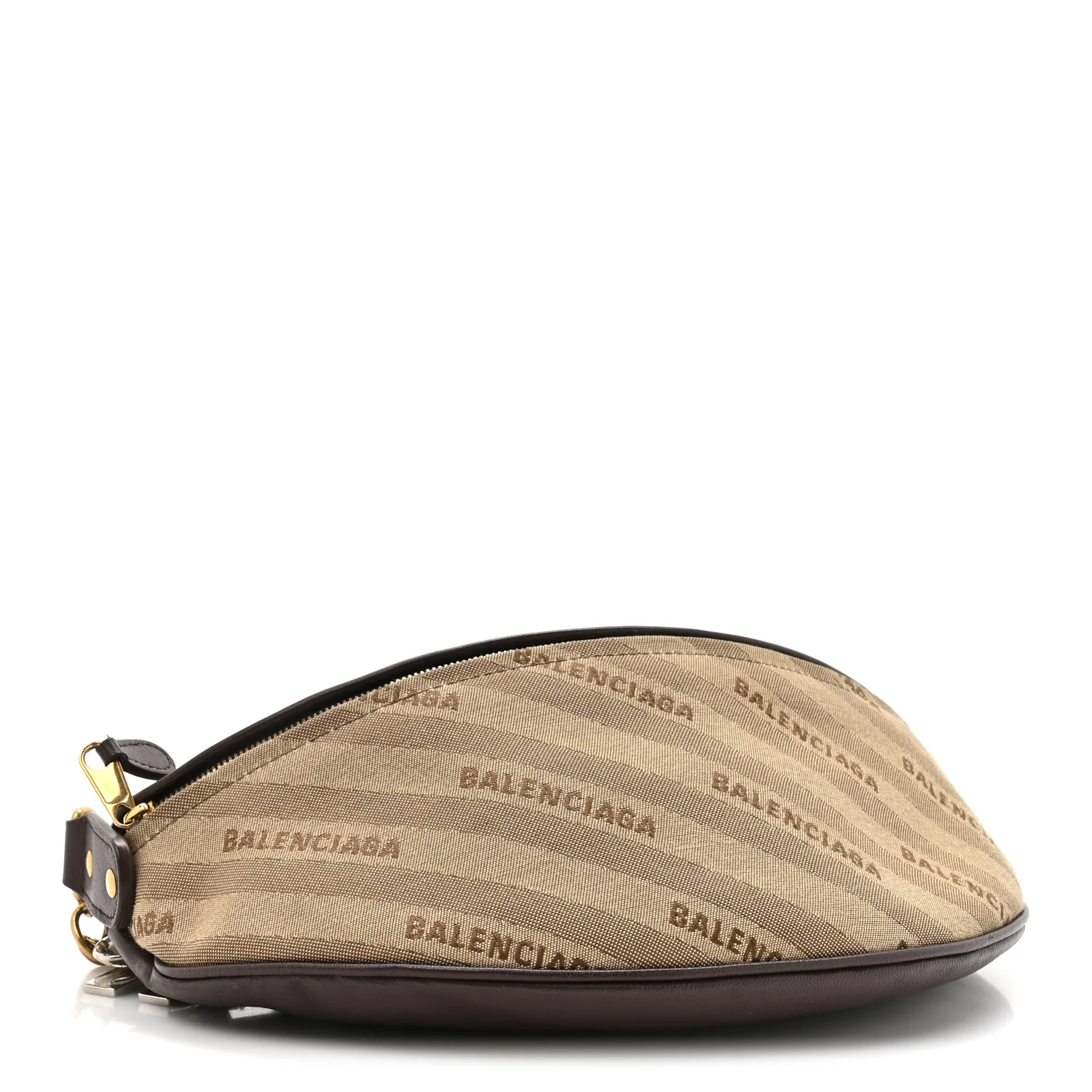 Canvas Jacquard Diagonal Allover Logo XS Souvenir Belt Bag Brown - Image 4