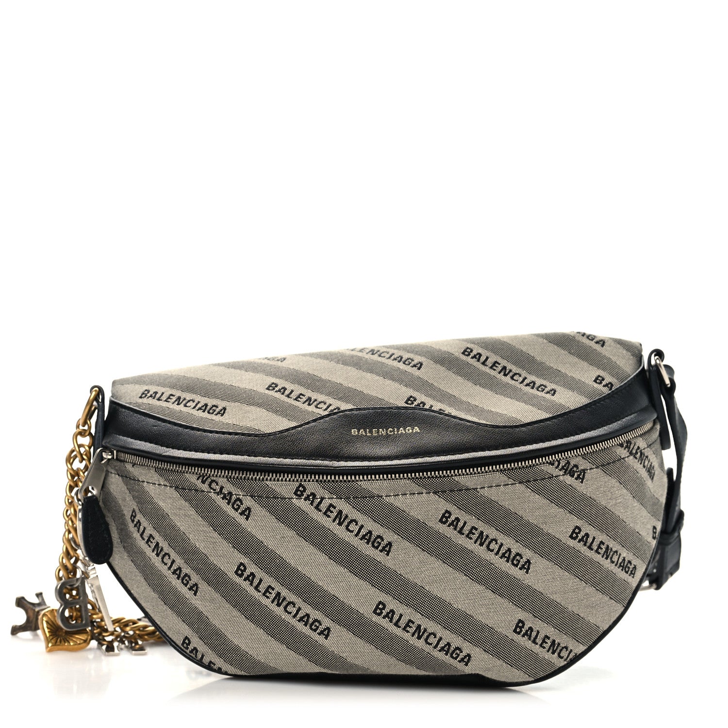 Canvas Jacquard Diagonal Allover Logo XS Souvenir Belt Bag Gris