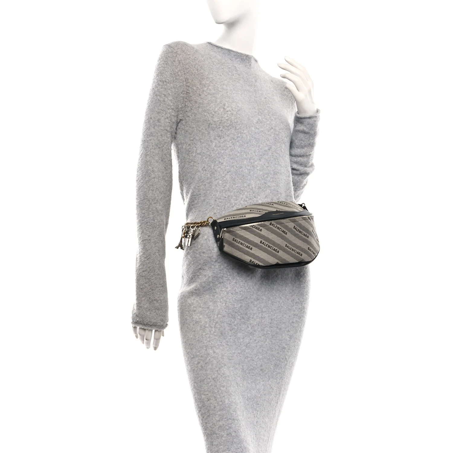Canvas Jacquard Diagonal Allover Logo XS Souvenir Belt Bag Gris - Image 2