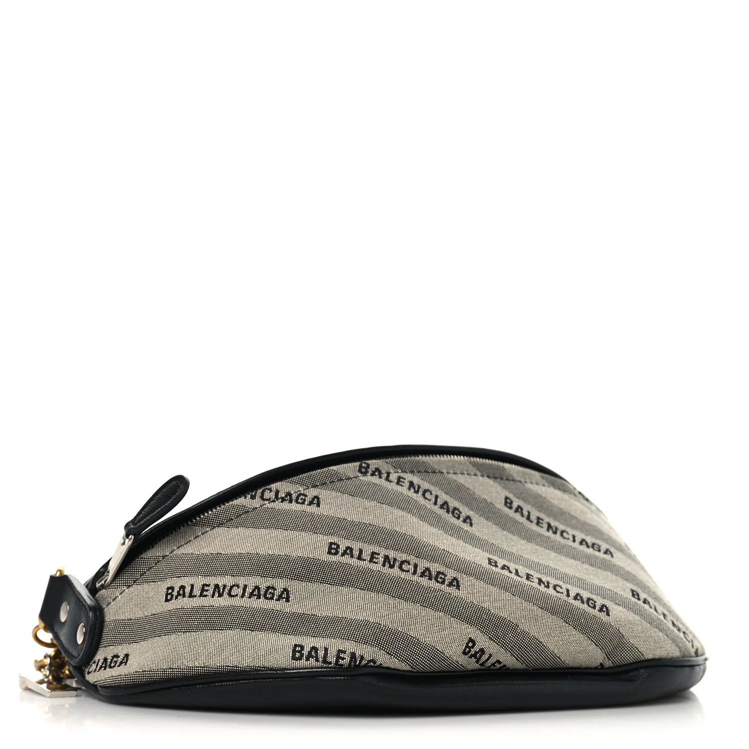 Canvas Jacquard Diagonal Allover Logo XS Souvenir Belt Bag Gris - Image 4