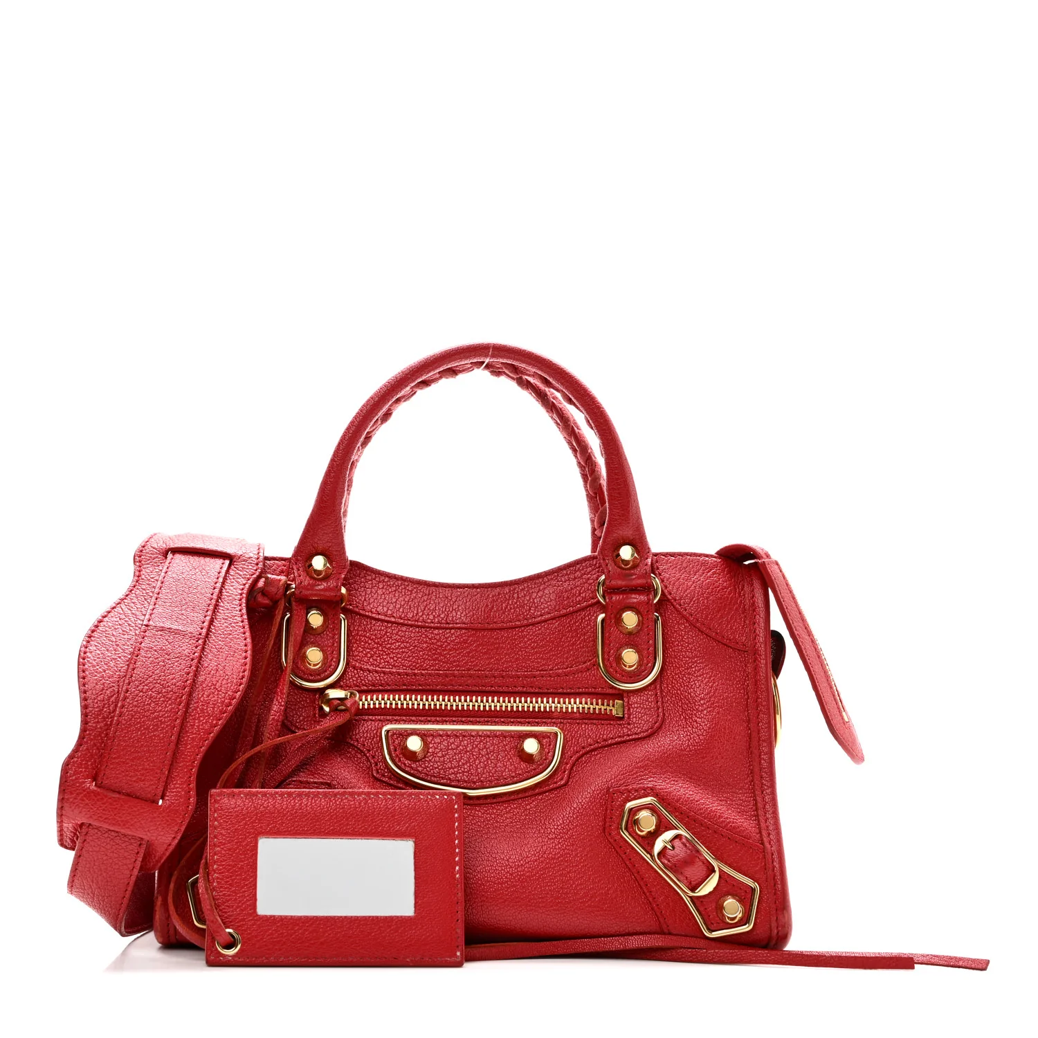 Chevre Gold Metallic Edge Hardware Mini City Rouge Grenade - Image 3