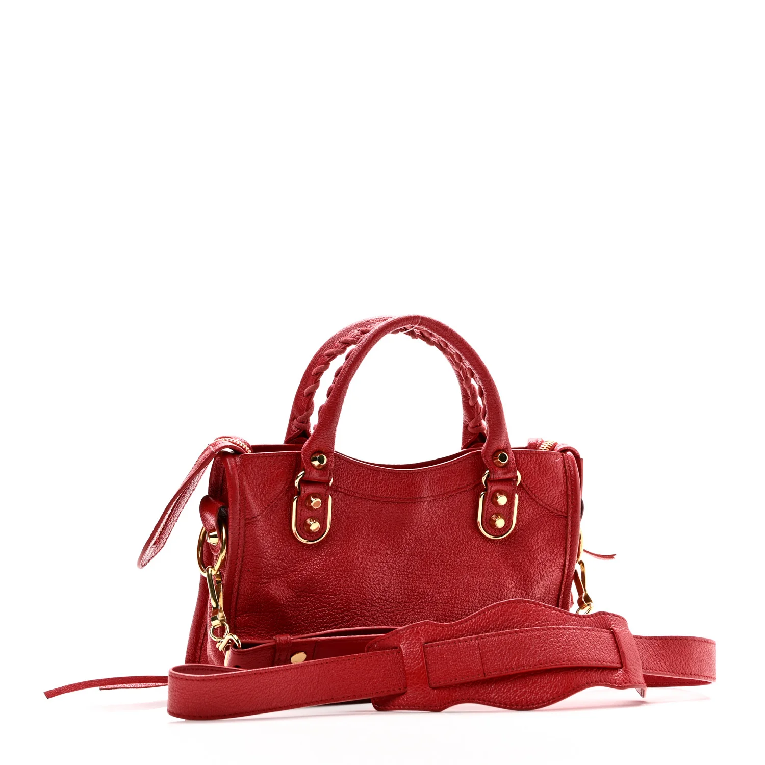 Chevre Gold Metallic Edge Hardware Mini City Rouge Grenade - Image 4