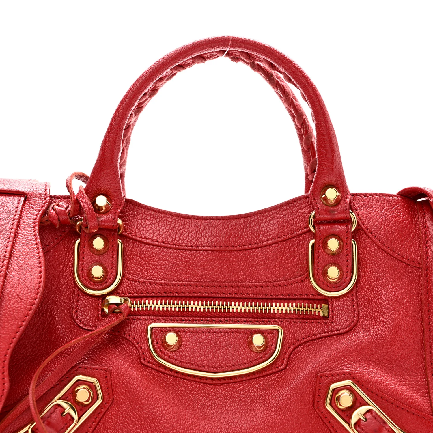 Chevre Gold Metallic Edge Hardware Mini City Rouge Grenade - Image 9