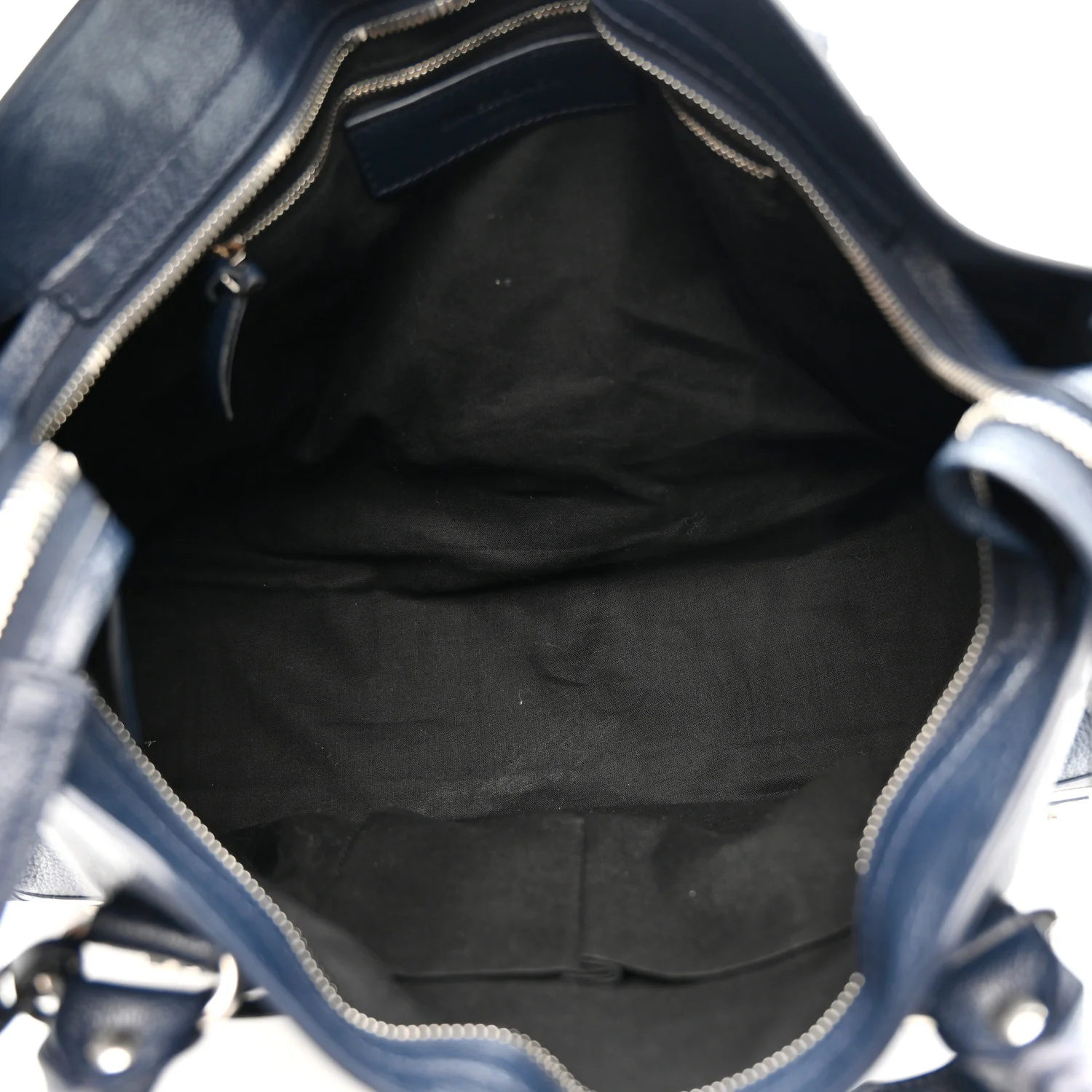 Chevre Silver Metallic Edge Hardware City Bleu Nuit Dark Sea - Image 6