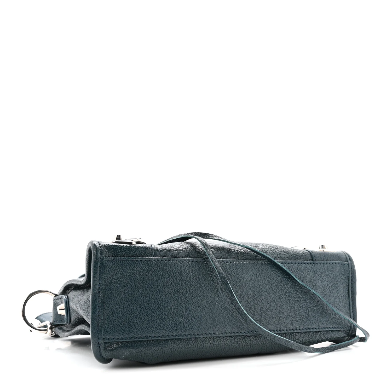 Chevre Silver Metallic Edge Hardware Mini City Bleu Paon - Image 5