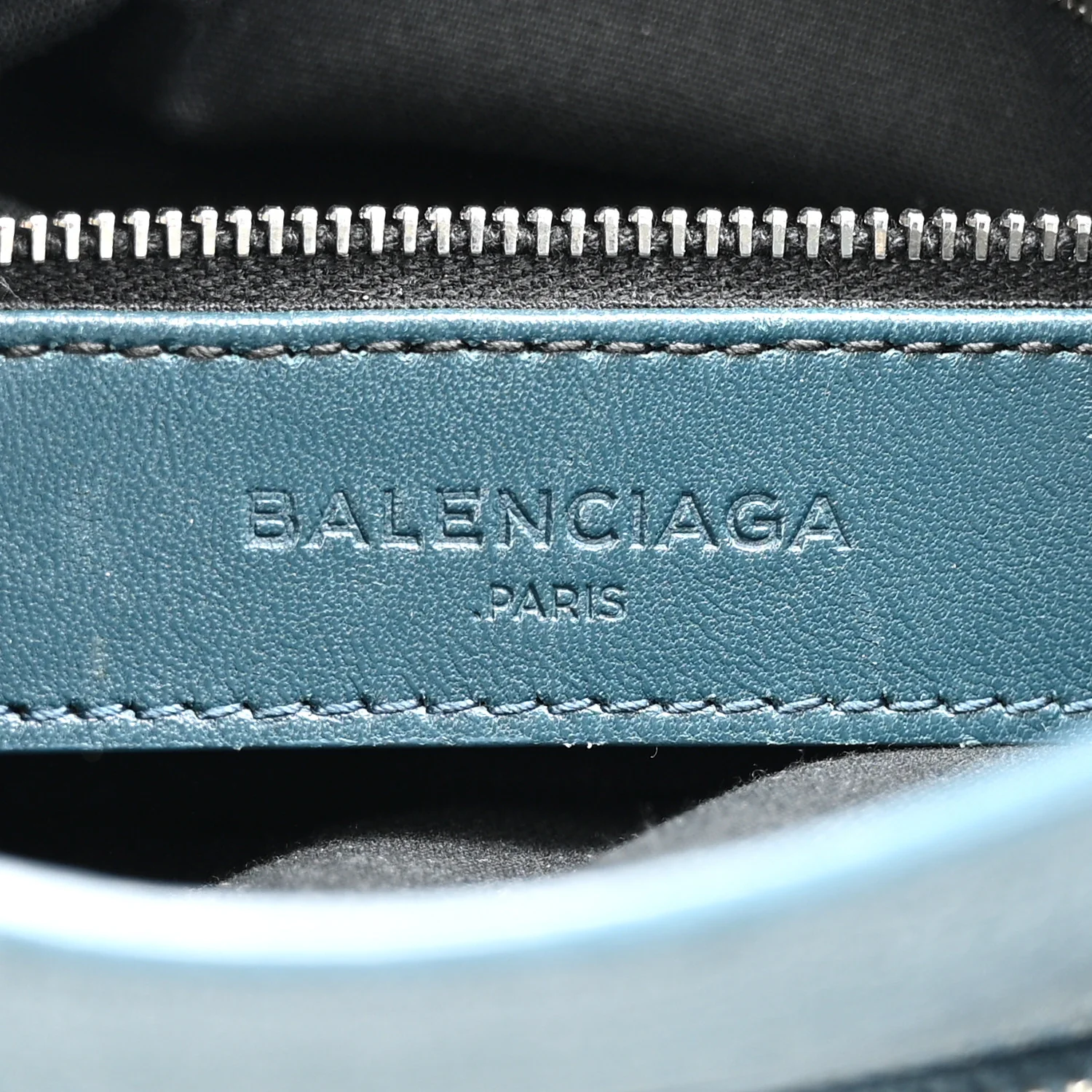 Chevre Silver Metallic Edge Hardware Mini City Bleu Paon - Image 7