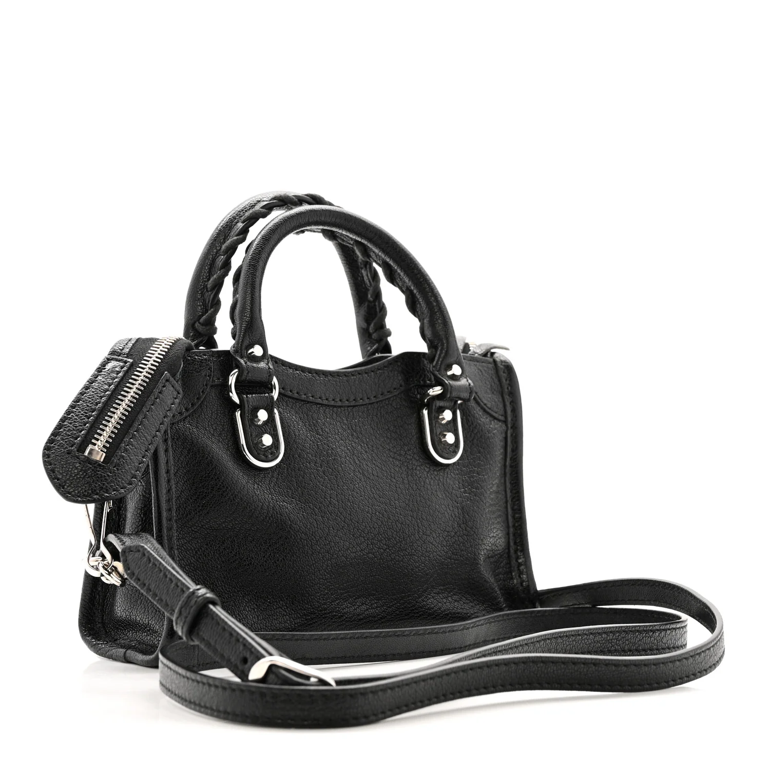 Chevre Silver Metallic Edge Hardware Nano City Black - Image 3
