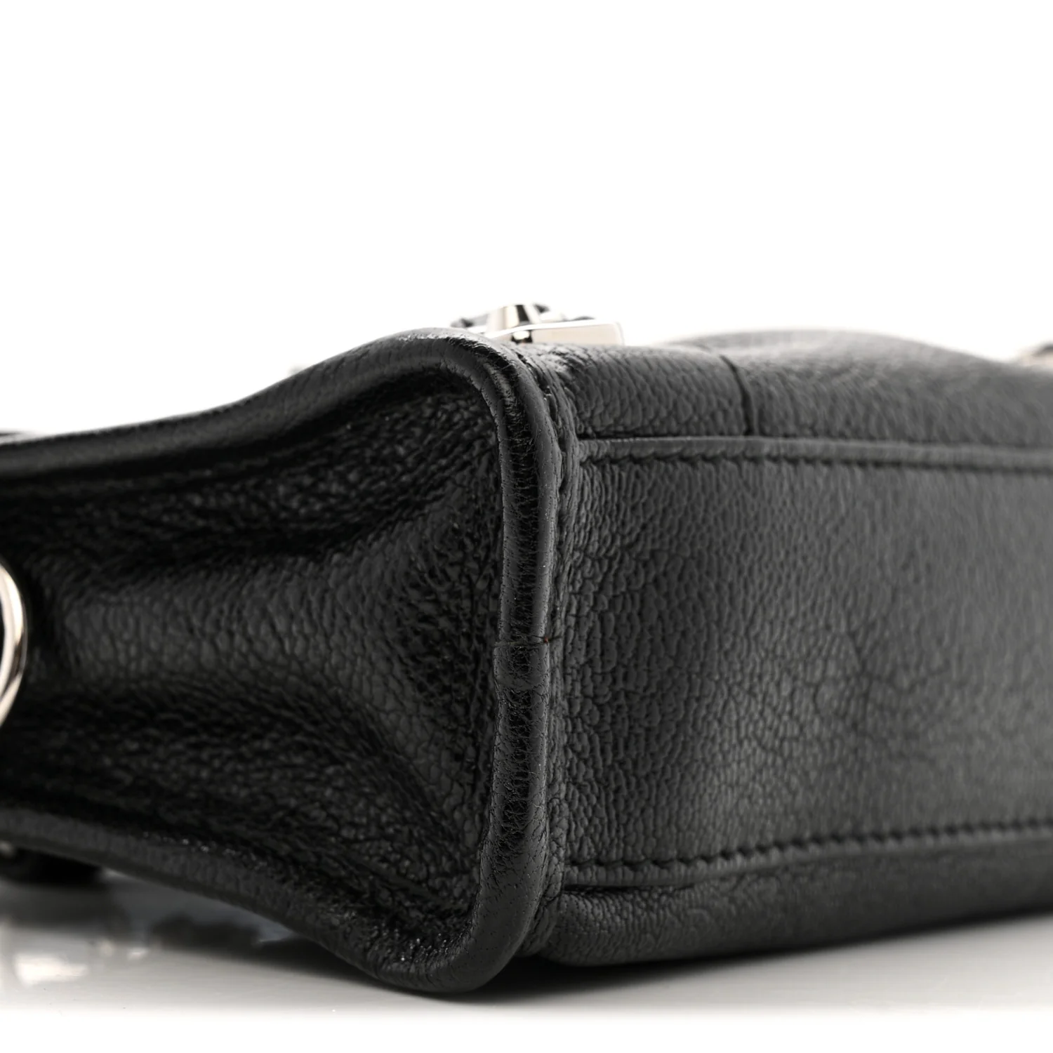Chevre Silver Metallic Edge Hardware Nano City Black - Image 9