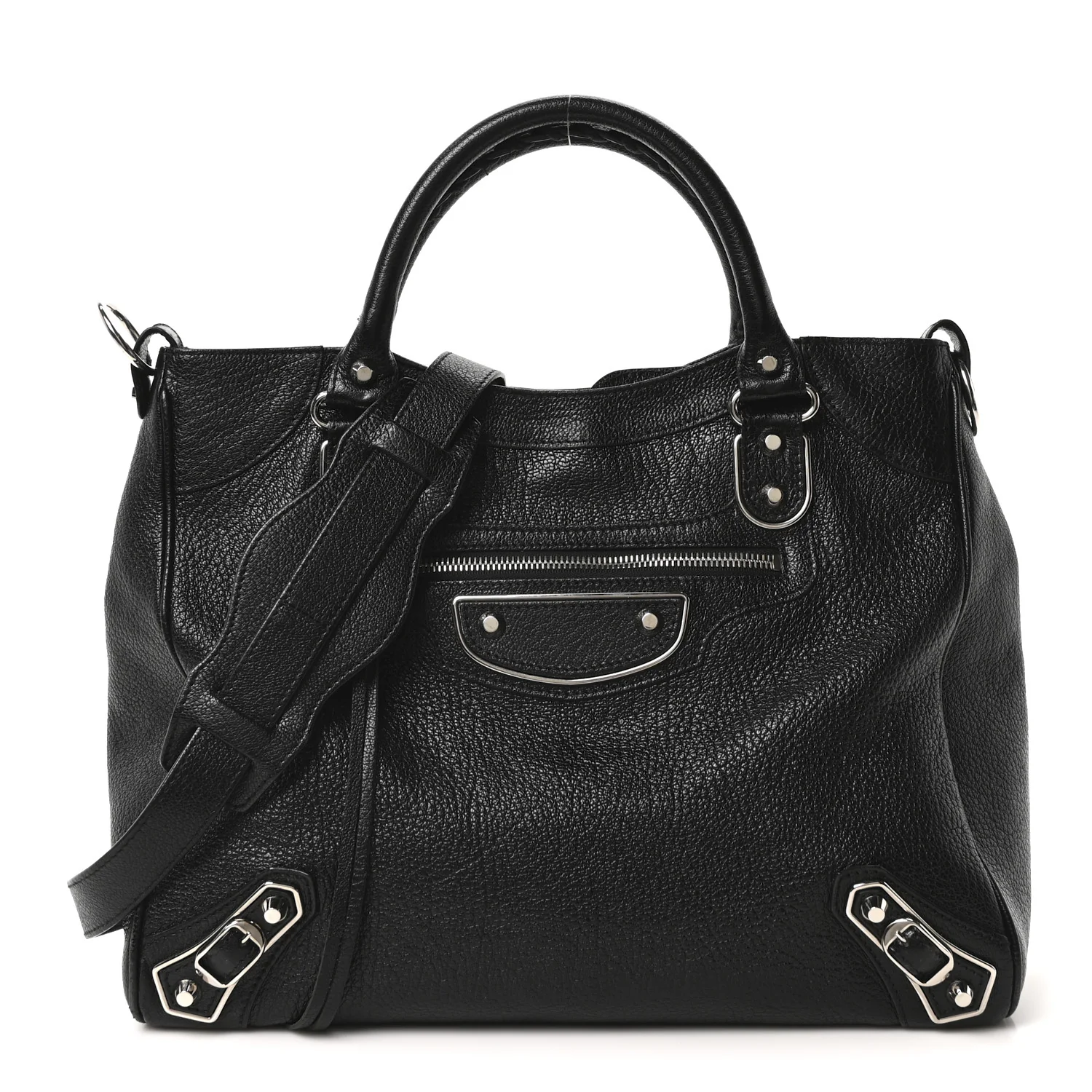 Chevre Silver Metallic Edge Hardware Velo Black