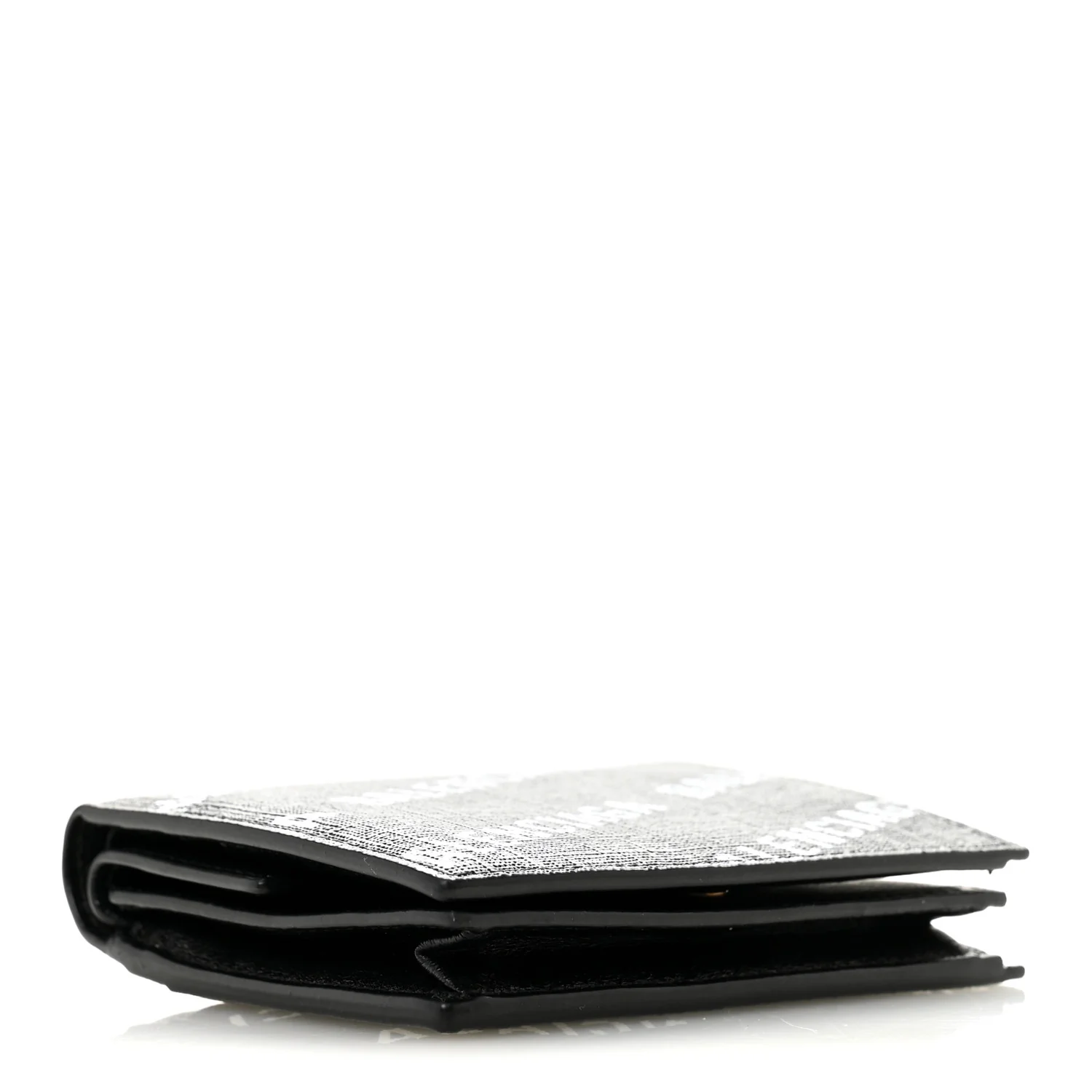 Coated Canvas BB Monogram Allover Logo Card Holder Wallet Black Grey White - Image 4