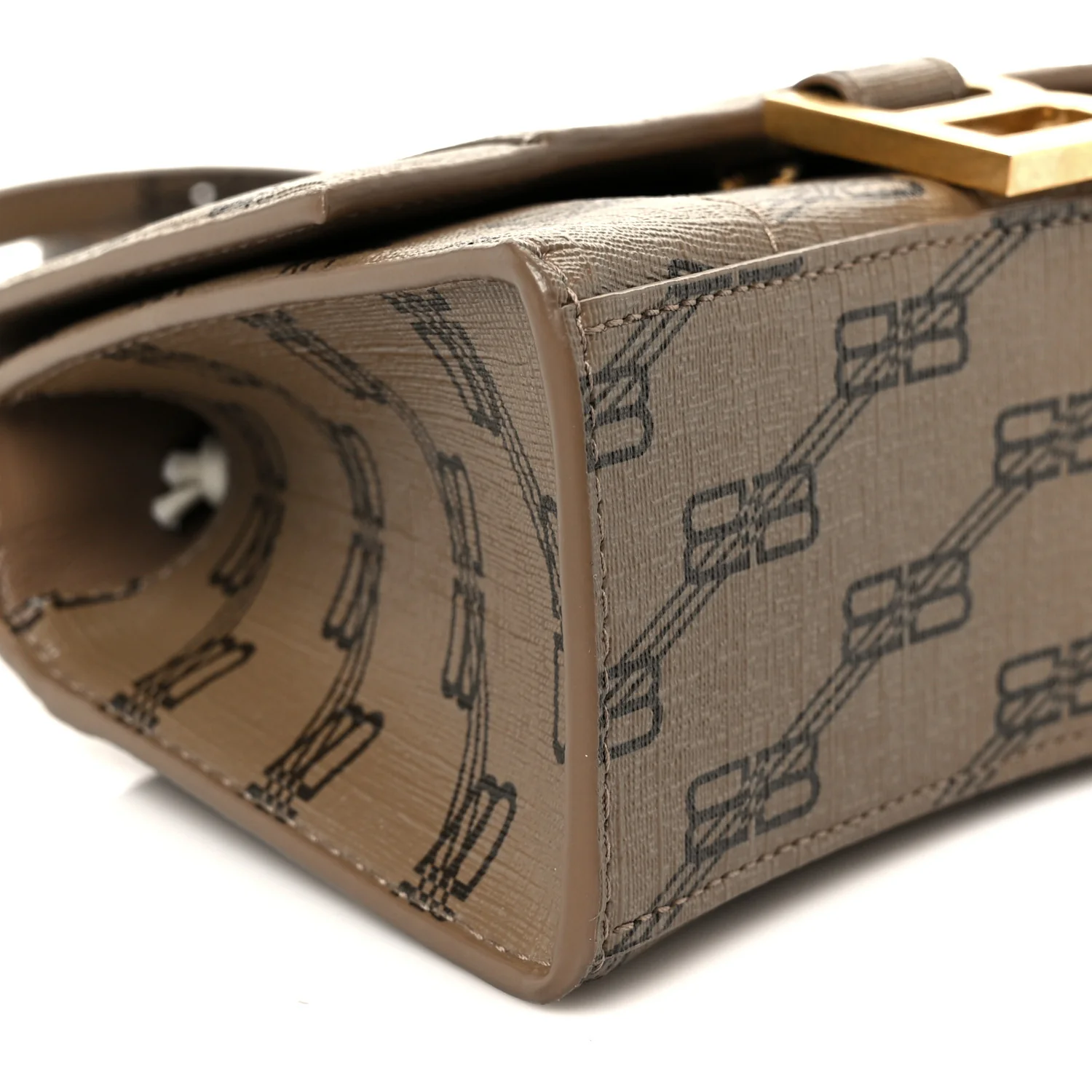 Coated Canvas BB Monogram Hourglass Top Handle Bag XS Beige Brown - Image 9