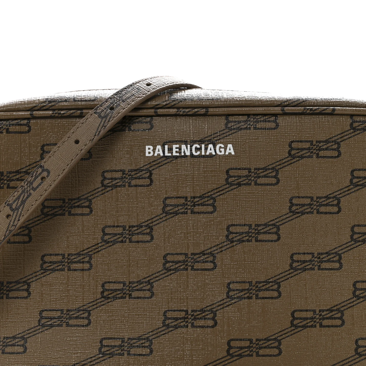 Coated Canvas BB Monogram Medium Signature Camera Bag Beige Brown - Image 8