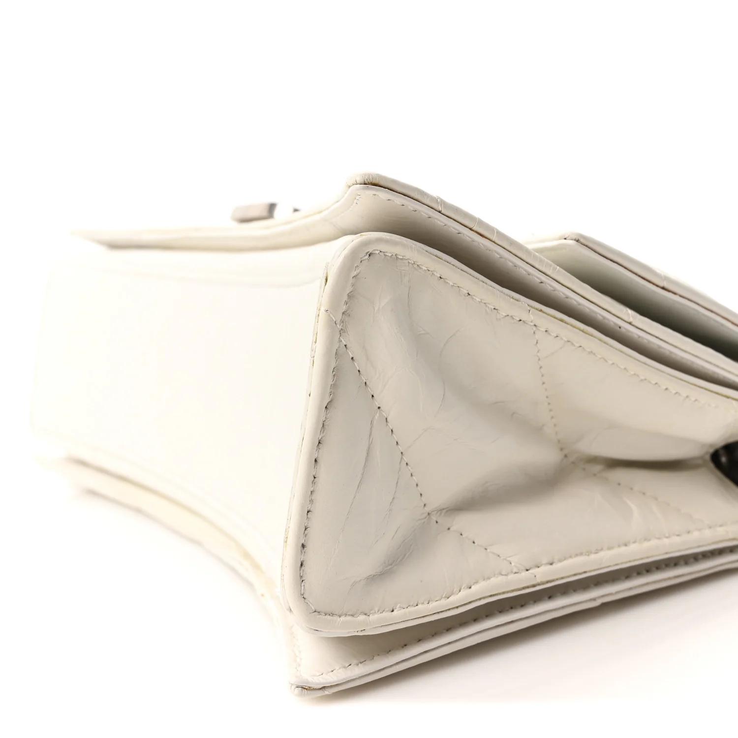 Crushed Calfskin Quilted Small Crush Chain Bag Optic White - Image 10