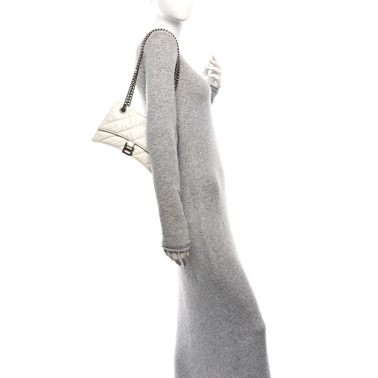 Crushed Calfskin Quilted Small Crush Chain Bag Optic White - Image 2