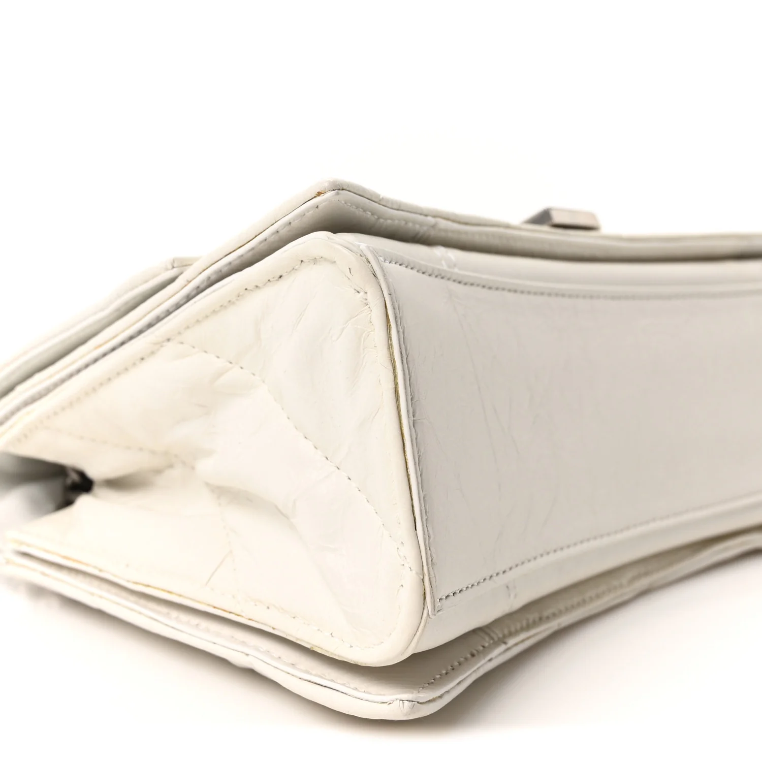 Crushed Calfskin Quilted Small Crush Chain Bag Optic White - Image 9