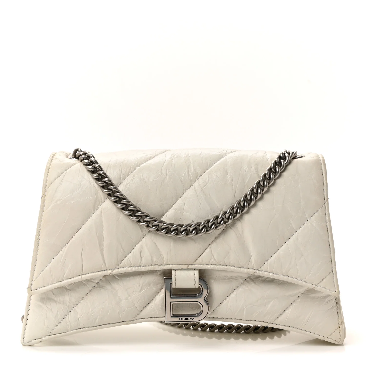 Crushed Calfskin Quilted XS Crush Chain Bag Optic White