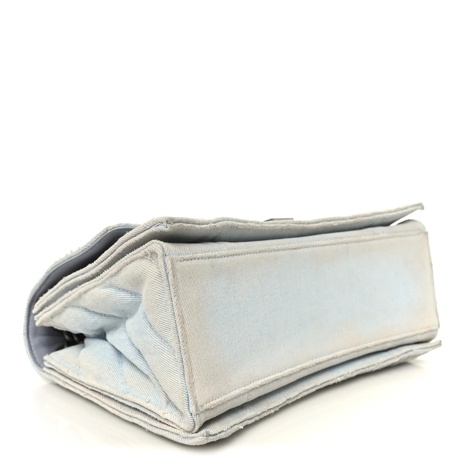 Crushed Washed Denim Quilted Medium Crush Chain Bag Pale Blue - Image 4