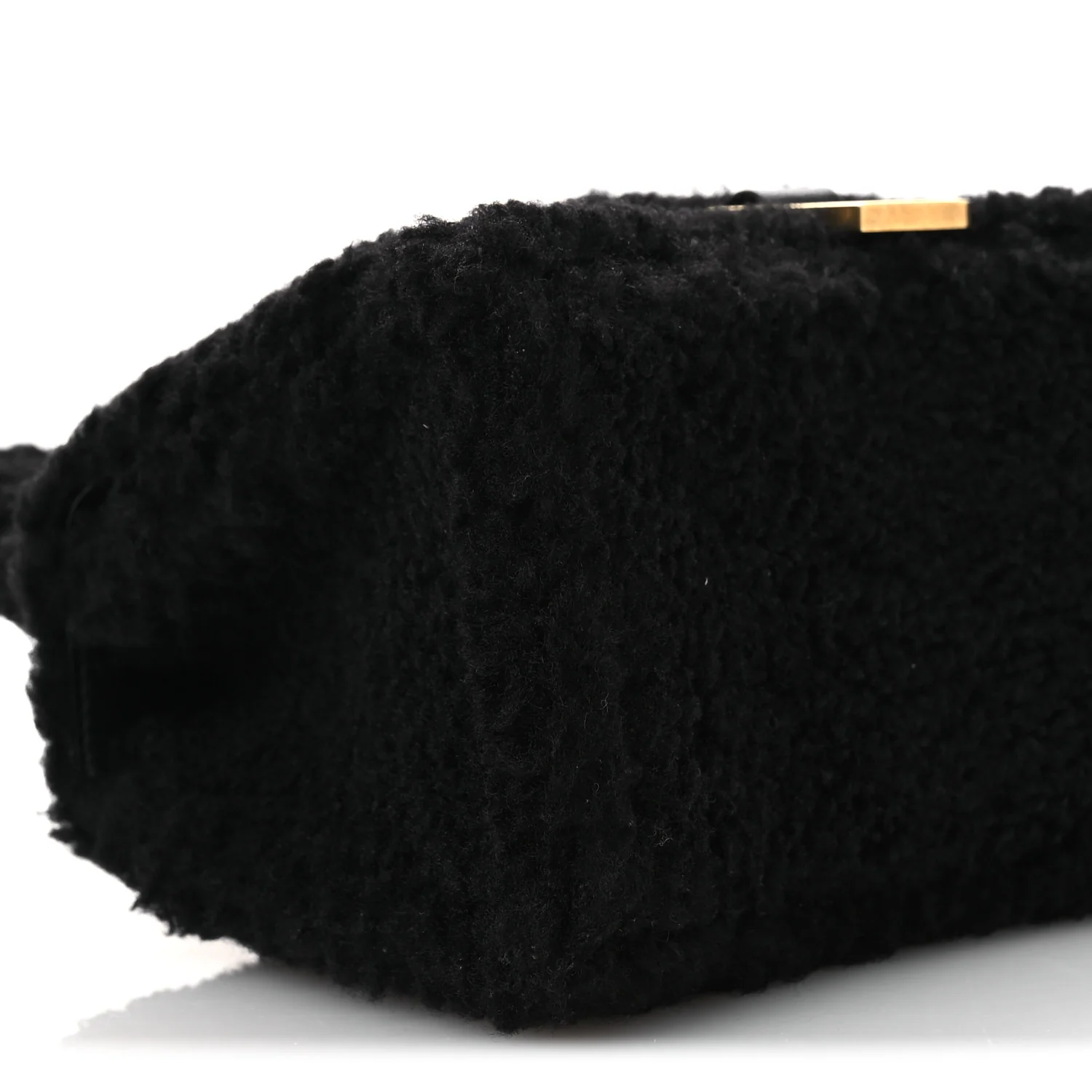 Curly Faux Shearling Small Hourglass Top Handle Bag Black - Image 10