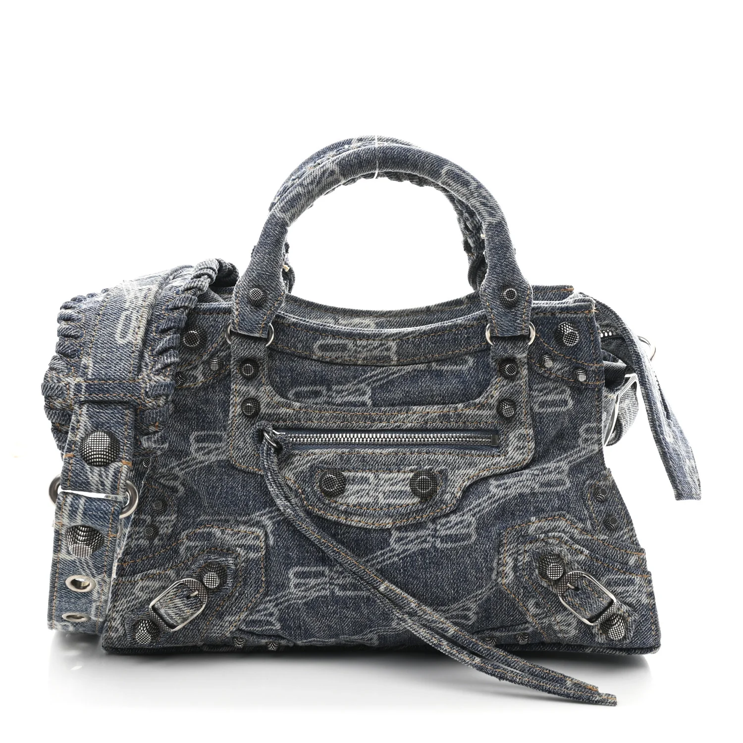 Denim BB Monogram Neo Cagole Handbag XS Blue - Image 9