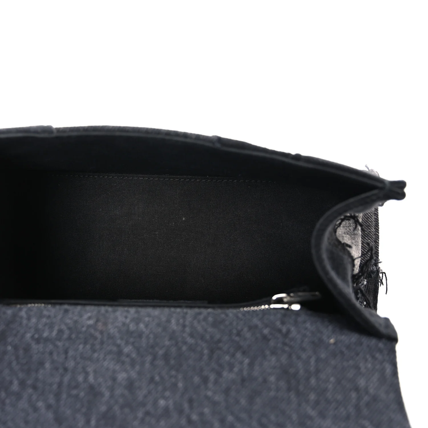 Denim Patchwork Small Hourglass Top Handle Bag Washed Black - Image 5