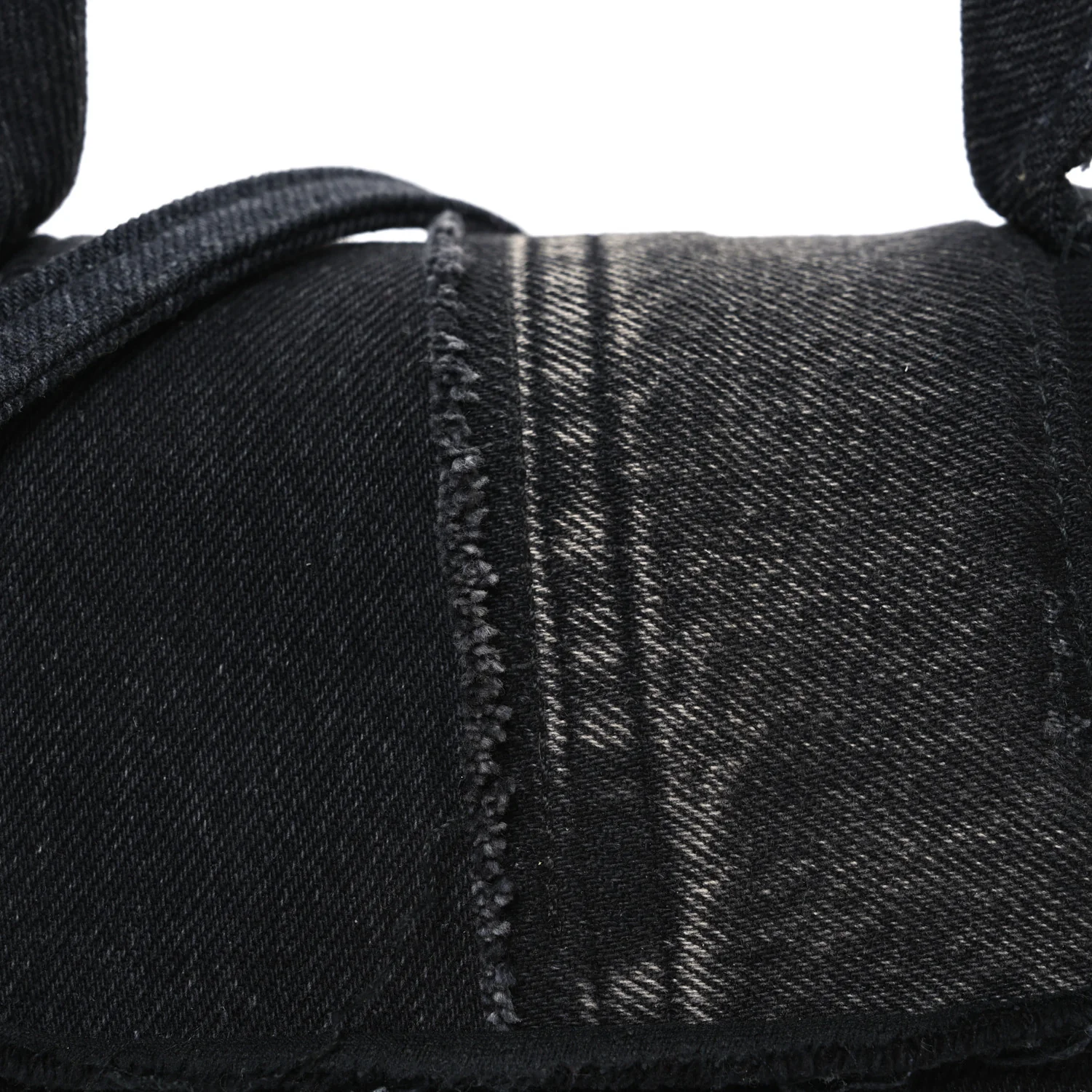 Denim Patchwork Small Hourglass Top Handle Bag Washed Black - Image 9