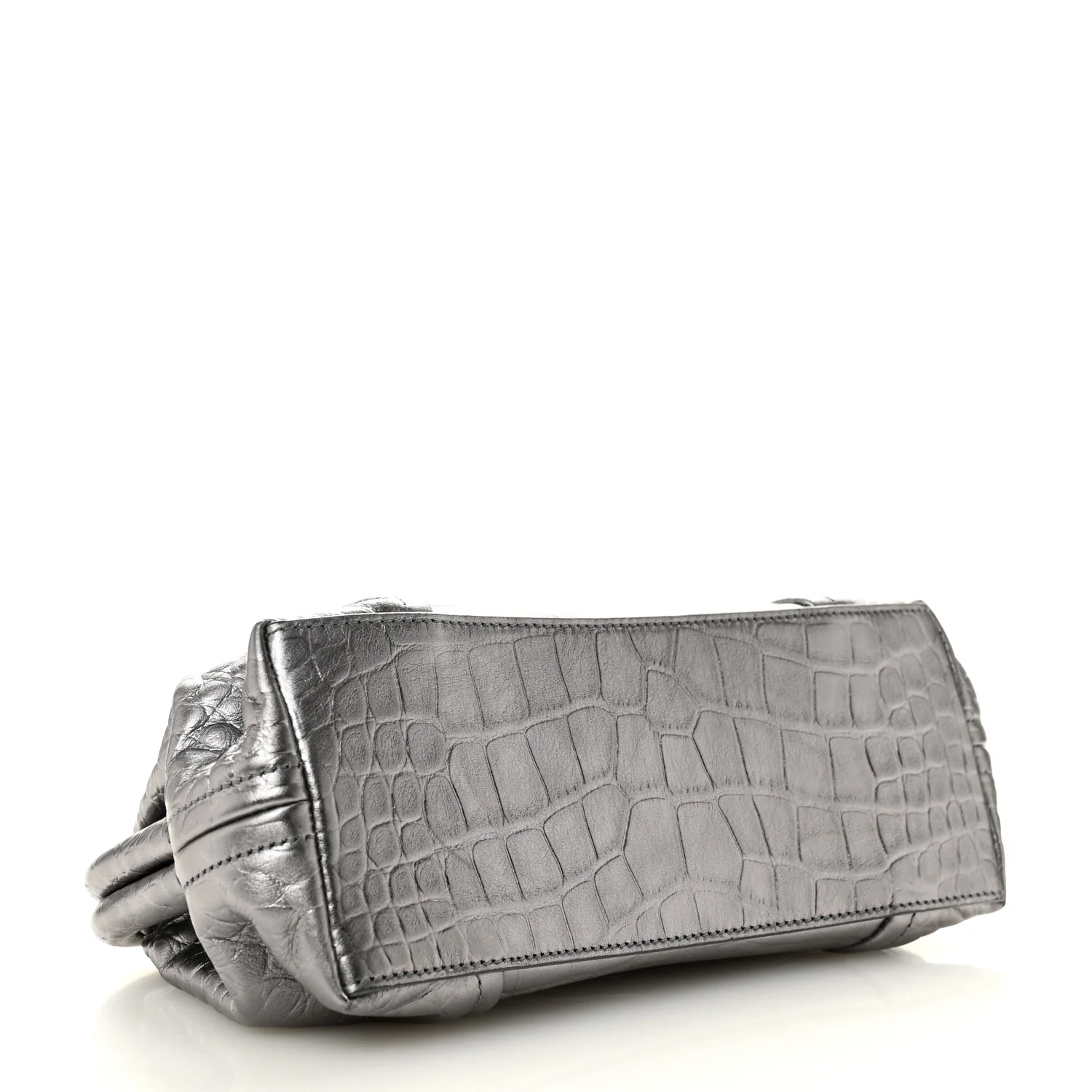 Extra Supple Calfskin Crocodile Embossed Editor Clutch Silver - Image 4