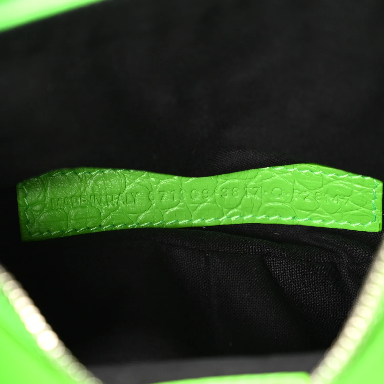 Extra Supple Calfskin Crocodile Embossed Le Cagole Shoulder Bag XS Acid Green - Image 8