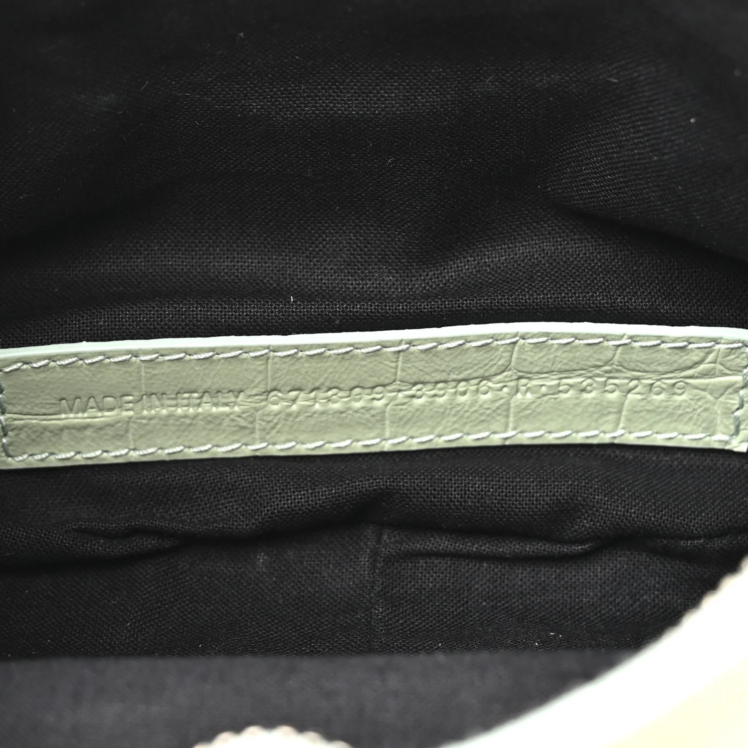 Extra Supple Calfskin Crocodile Embossed Le Cagole Shoulder Bag XS Light Green - Image 8