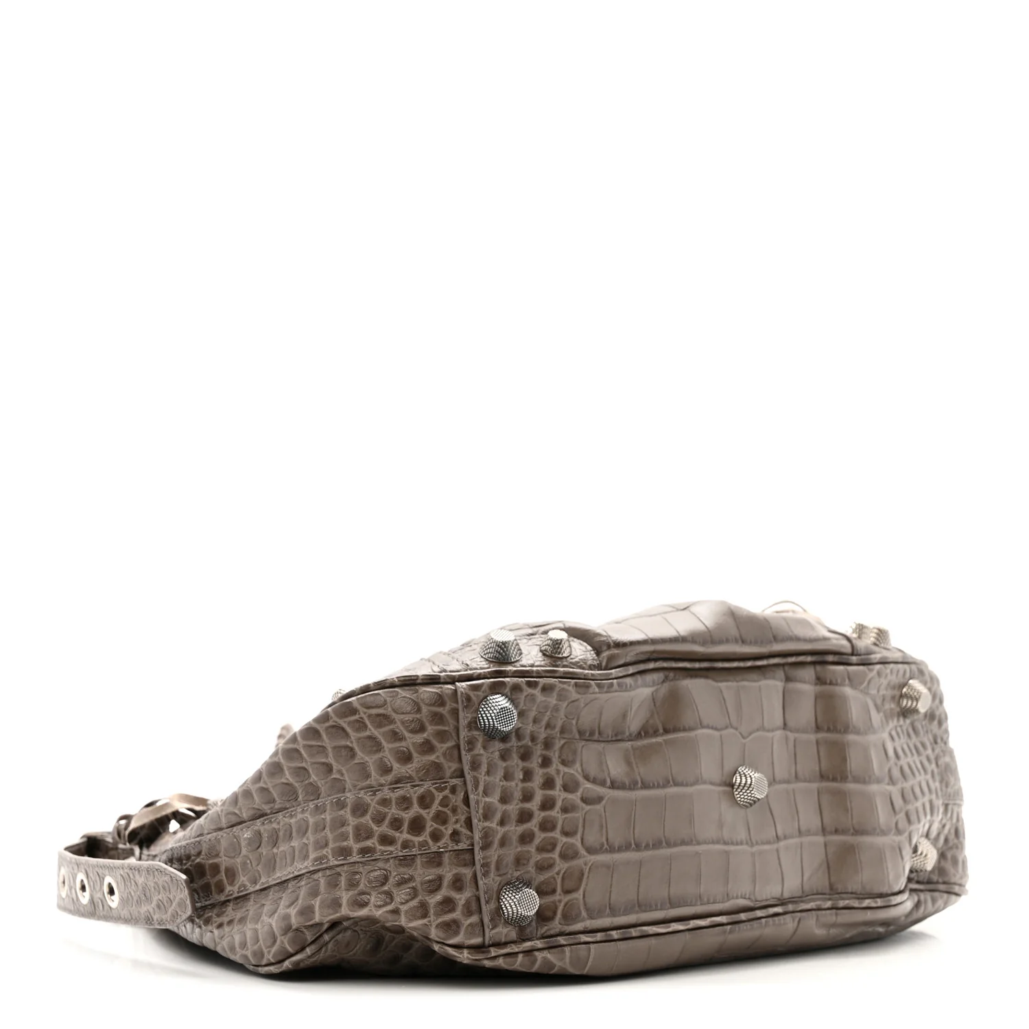 Extra Supple Calfskin Crocodile Embossed Medium Le Cagole Shoulder Bag Medium Grey - Image 5