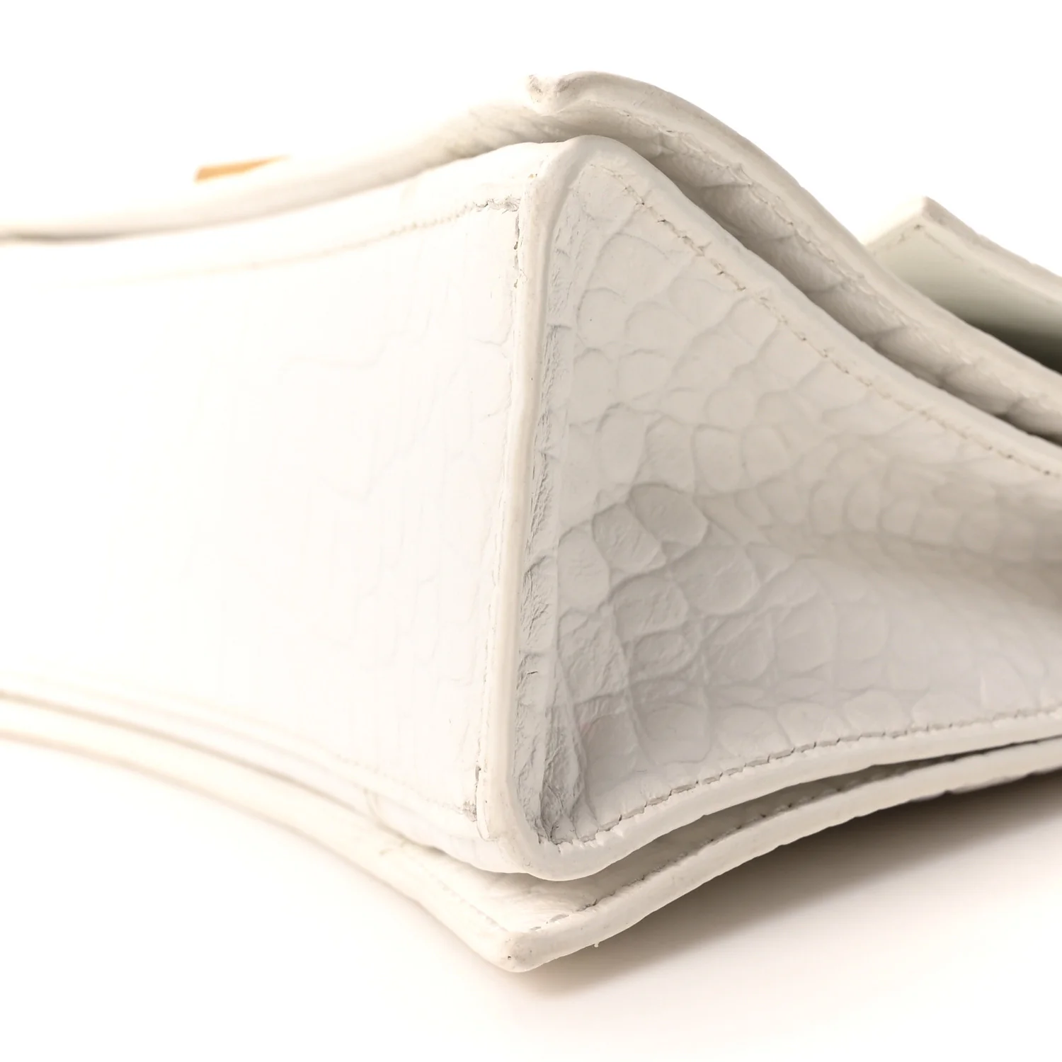 Extra Supple Calfskin Crocodile Embossed Small Crush Chain Bag Optic White - Image 10