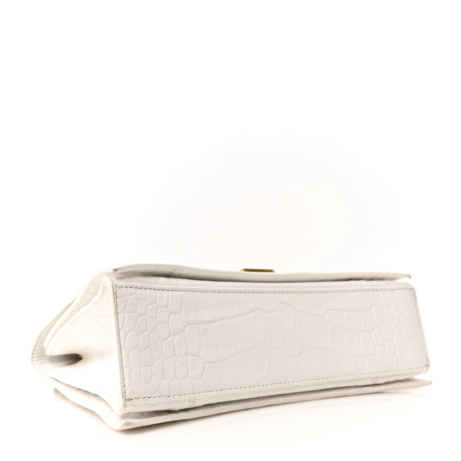 Extra Supple Calfskin Crocodile Embossed Small Crush Chain Bag Optic White - Image 4