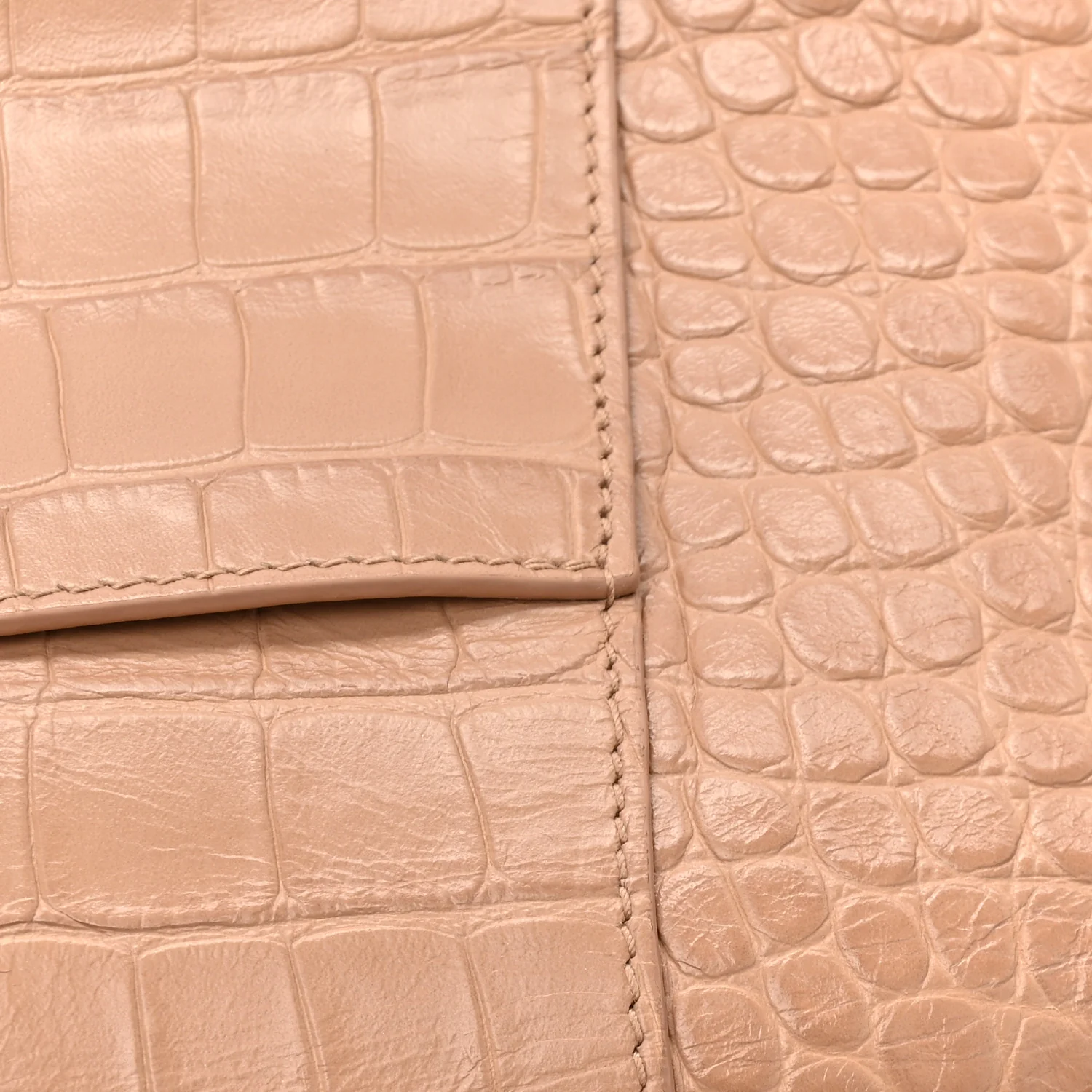 Extra Supple Calfskin Crocodile Embossed Small Downtown Shoulder Bag Nude Beige - Image 13