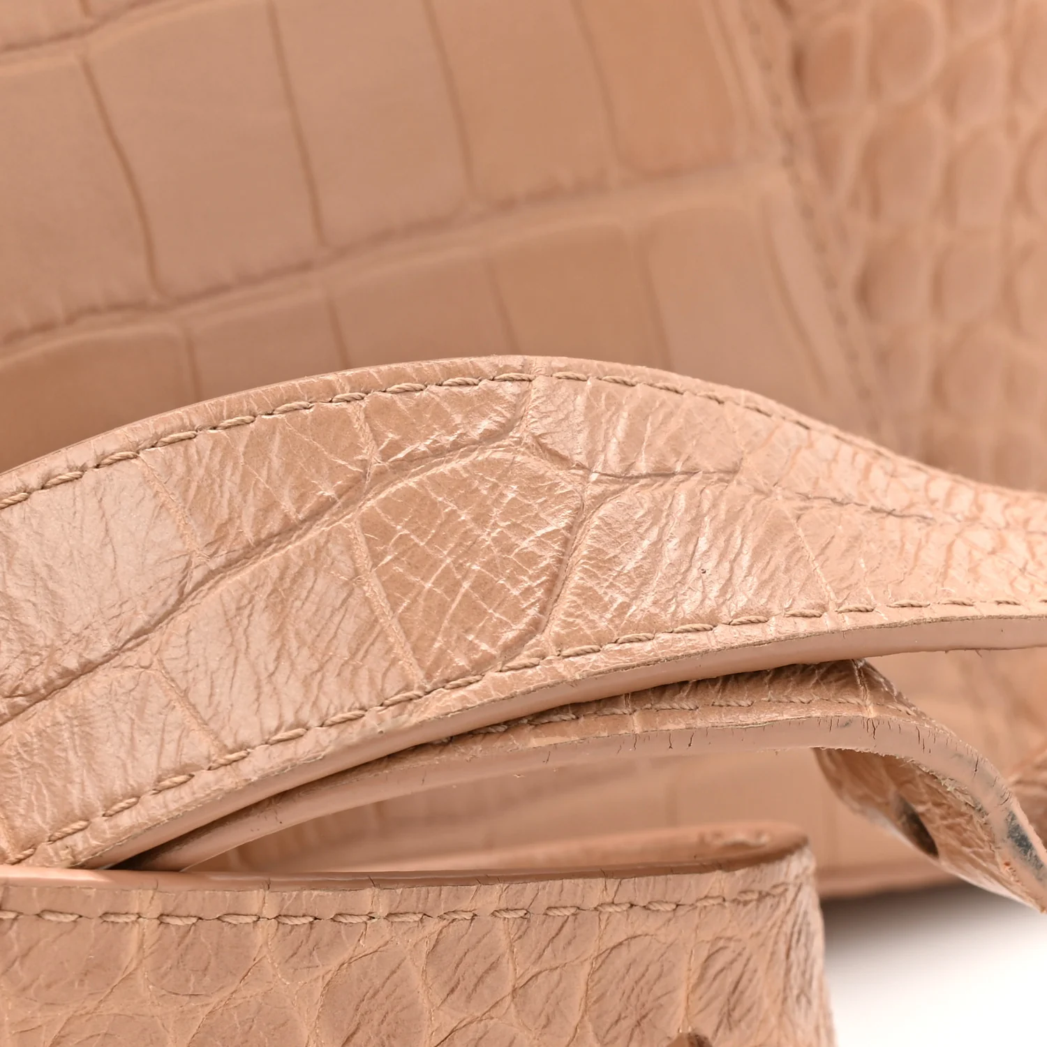 Extra Supple Calfskin Crocodile Embossed Small Downtown Shoulder Bag Nude Beige - Image 15