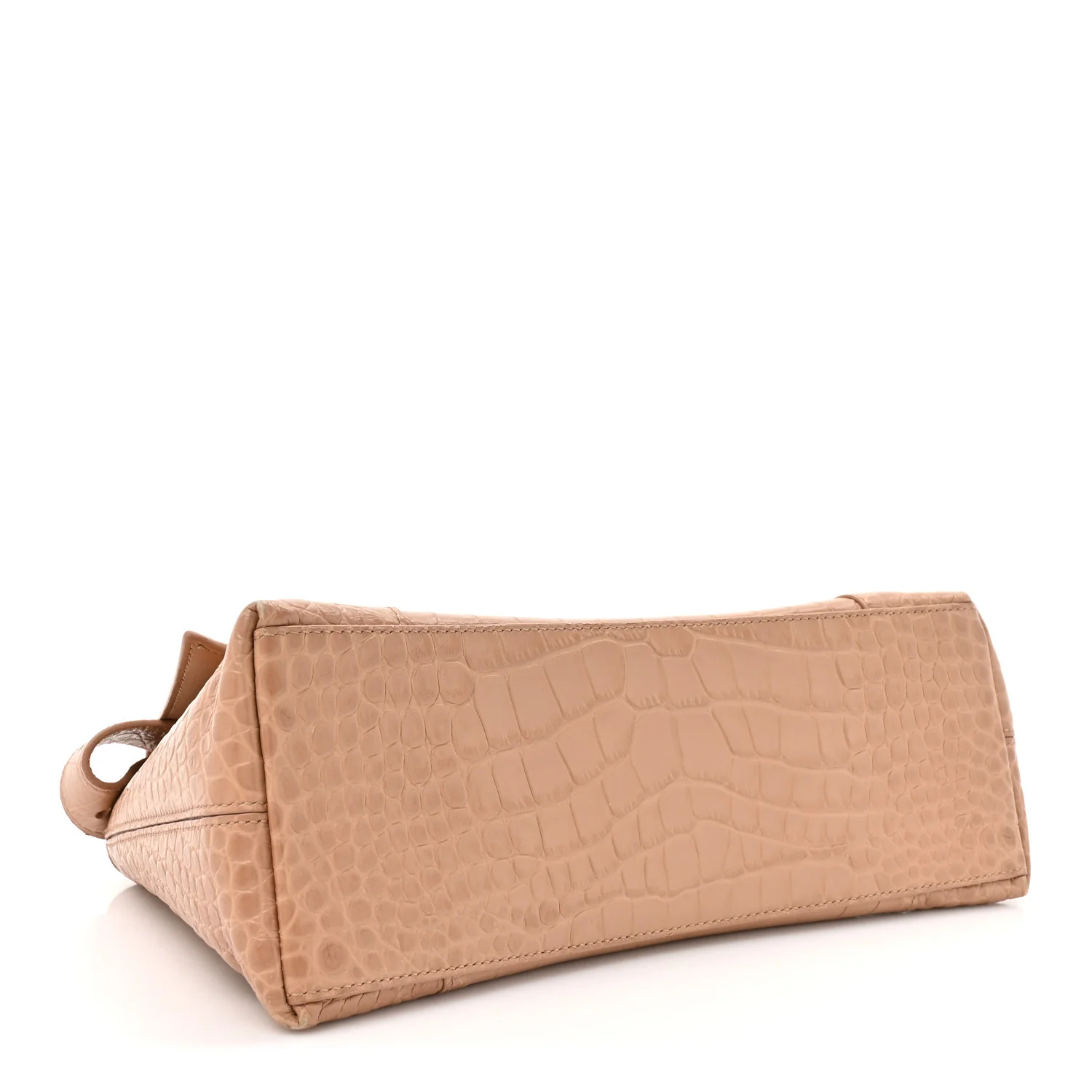 Extra Supple Calfskin Crocodile Embossed Small Downtown Shoulder Bag Nude Beige - Image 4