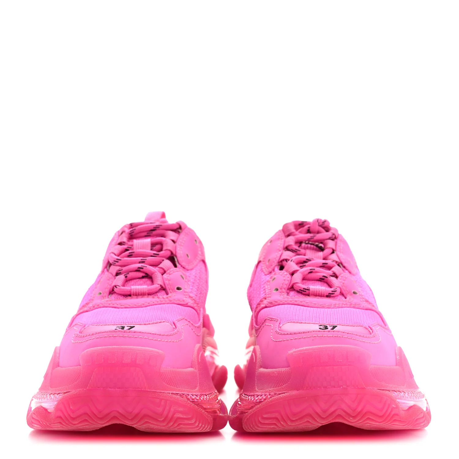 Fabric Mesh Clear Sole Fluo Womens Triple S Sneakers 37 Pink - Image 3
