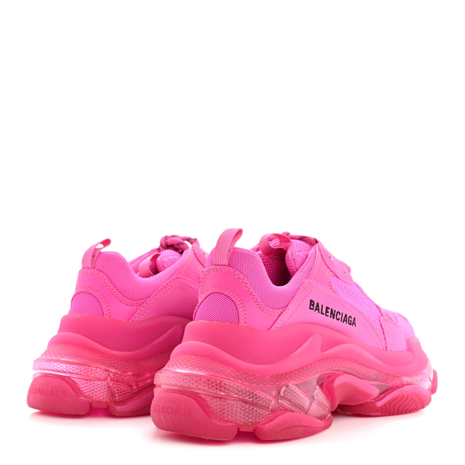 Fabric Mesh Clear Sole Fluo Womens Triple S Sneakers 37 Pink - Image 5