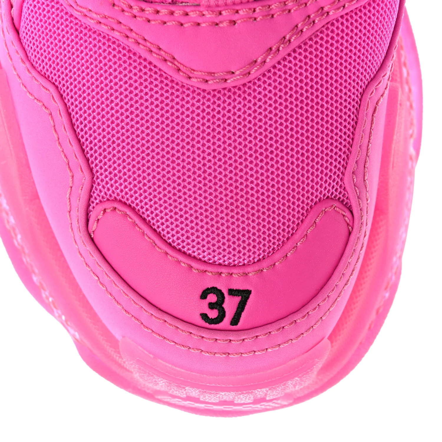 Fabric Mesh Clear Sole Fluo Womens Triple S Sneakers 37 Pink - Image 9