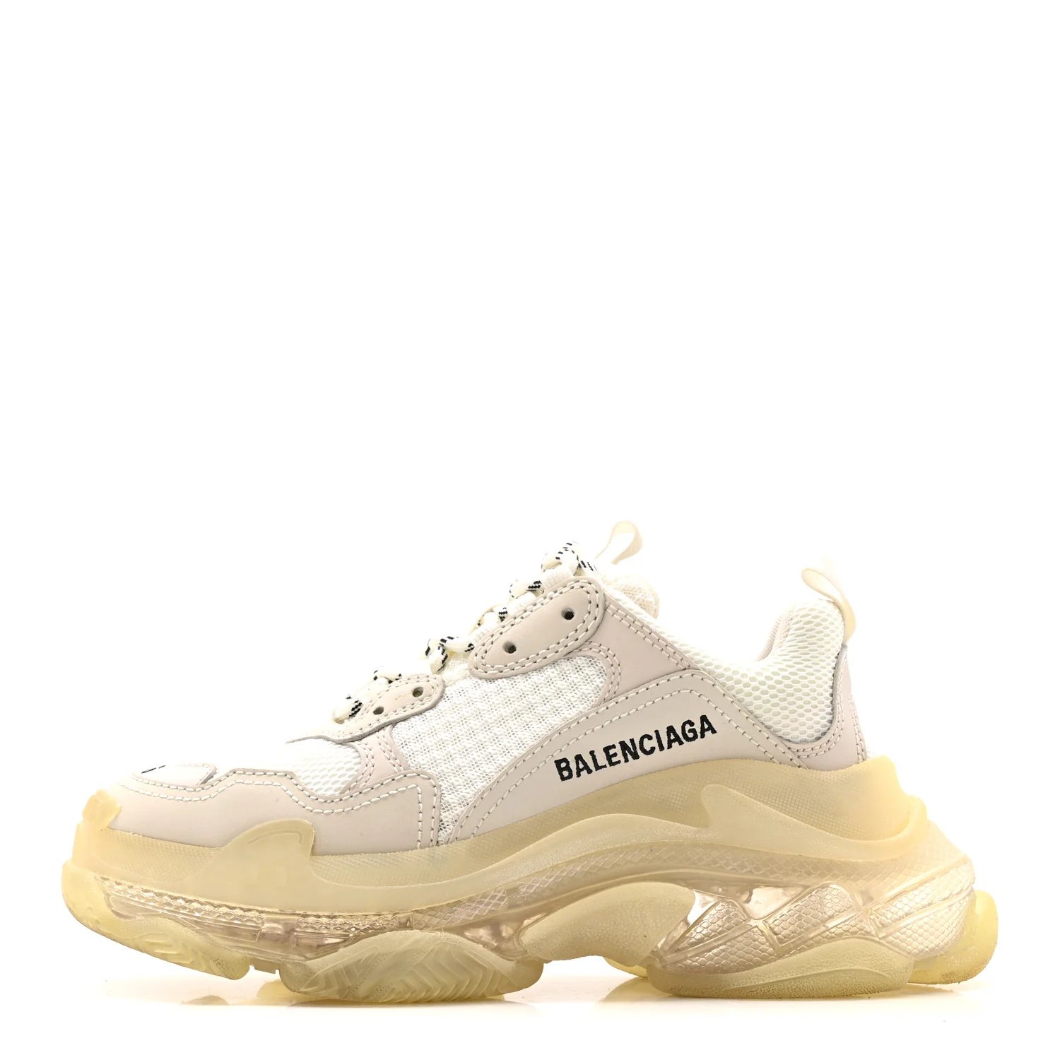 Fabric Mesh Clear Sole Womens Triple S Sneakers 36 Honeycomb White